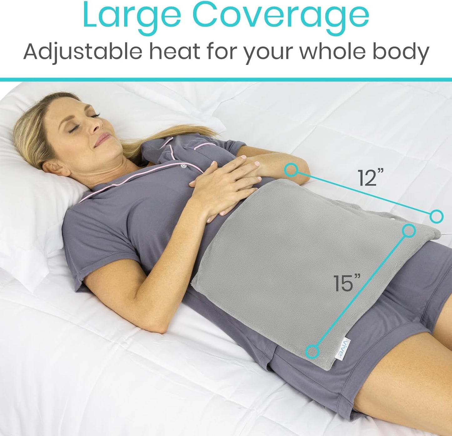 Vive Moist Heating Pad - Electric Heated Warming Hot Wrap for Heat Therapy on Back, Knee, Shoulder, Neck Pain, Period Menstrual Cramps, Cats, Dogs, Pets - Portable, Auto Shut Off (12" x 15")