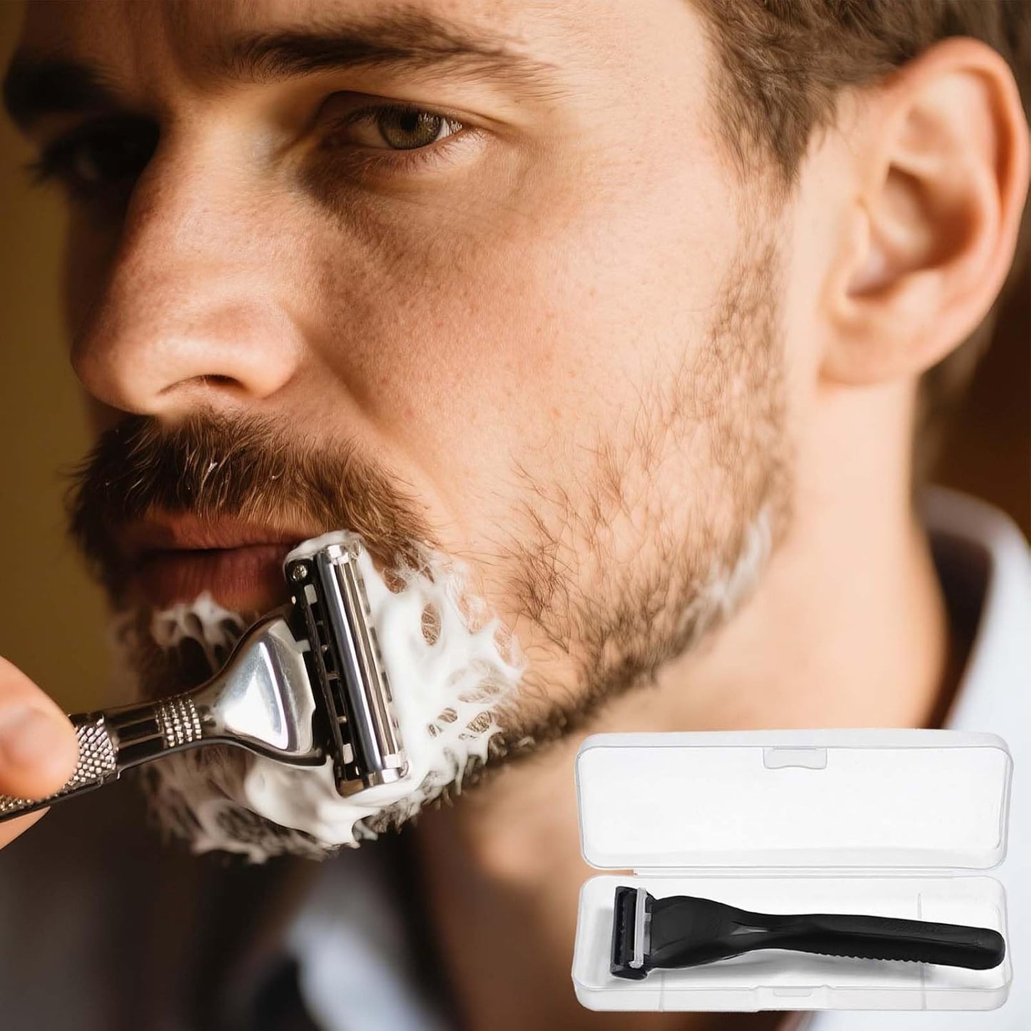 Manual Razor Travel Case - 3 Pack Transparent Shaver Storage Box, Portable Razor Holder & Protector Case, Universal Travel Men Manual Shaver Organizer for Men Razors And Blade Refills Kit