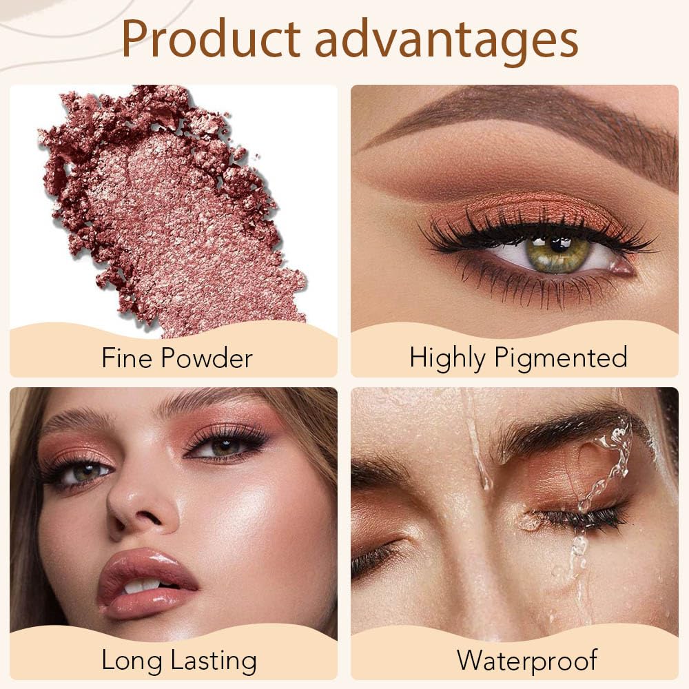 4 Colors Matte Shimmer Eyeshadow Makeup Palette,Nude Light Dark Brown Rose Gold Natural Neutral Eye Shadow Palette,Long Lasting Waterproof Naturing-Looking Women Girls Eye Shadow