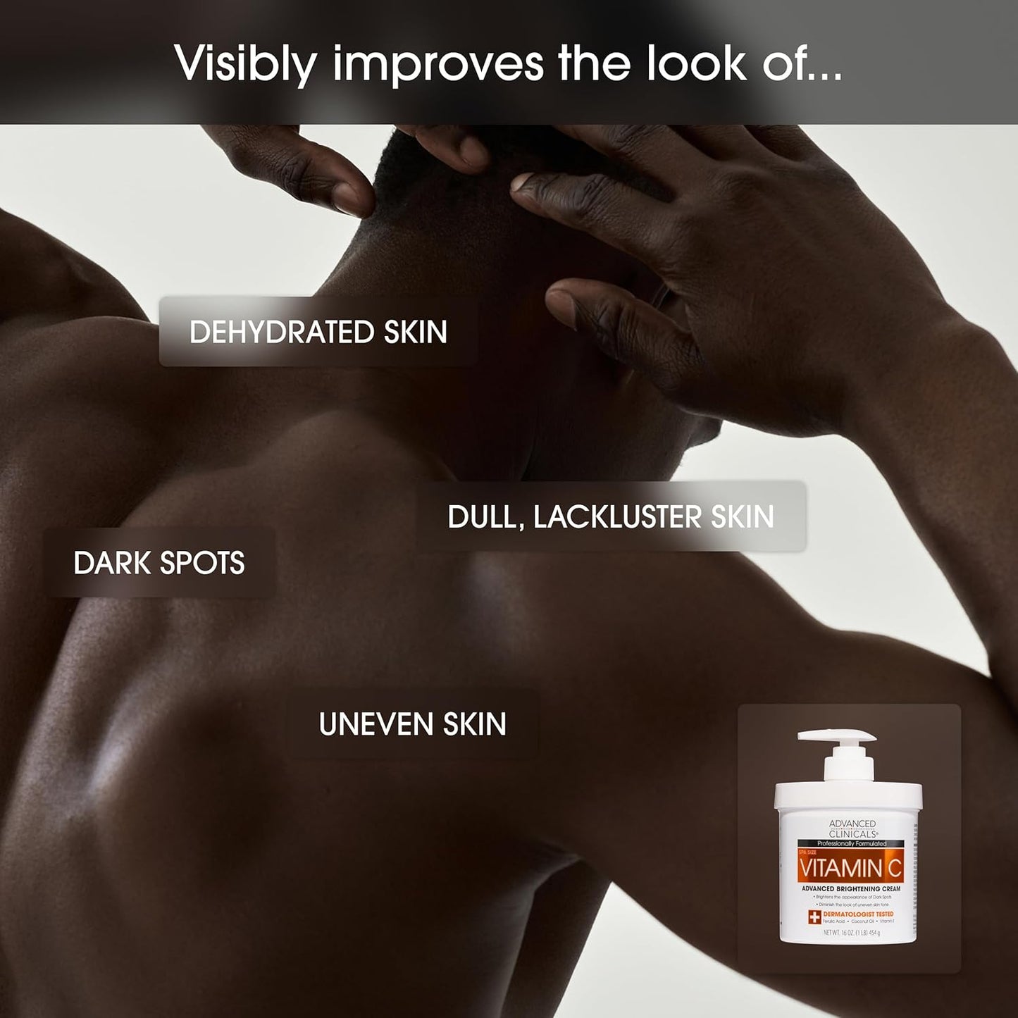 Advanced Clinicals Brightening Vitamin C Body Cream + Potent Vitamin C Face Moisturizer Gel Cream 2pc Skincare Set For Women & Men To Diminish Appearance Of Dark Spots, Wrinkles, & Dry Skin, 2pc Set