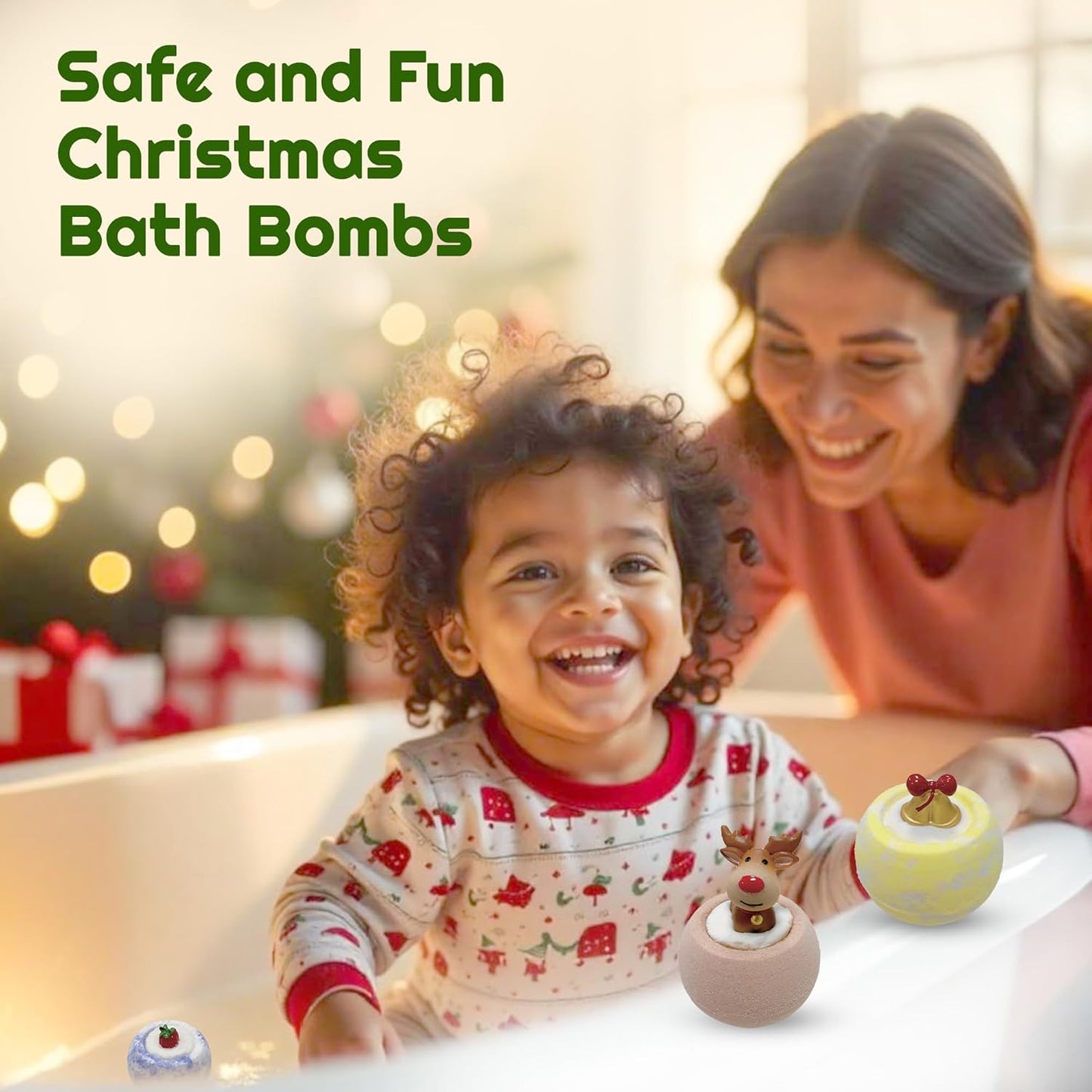 EvolutionUSA - Christmas Bath Bombs for Kids, Holiday Bath Bombs with Surprise Inside, Perfect Christmas Stocking Stuffers or Festive Holiday Bathombs Set, Natural & Hypoallergenic Bath Ball Set