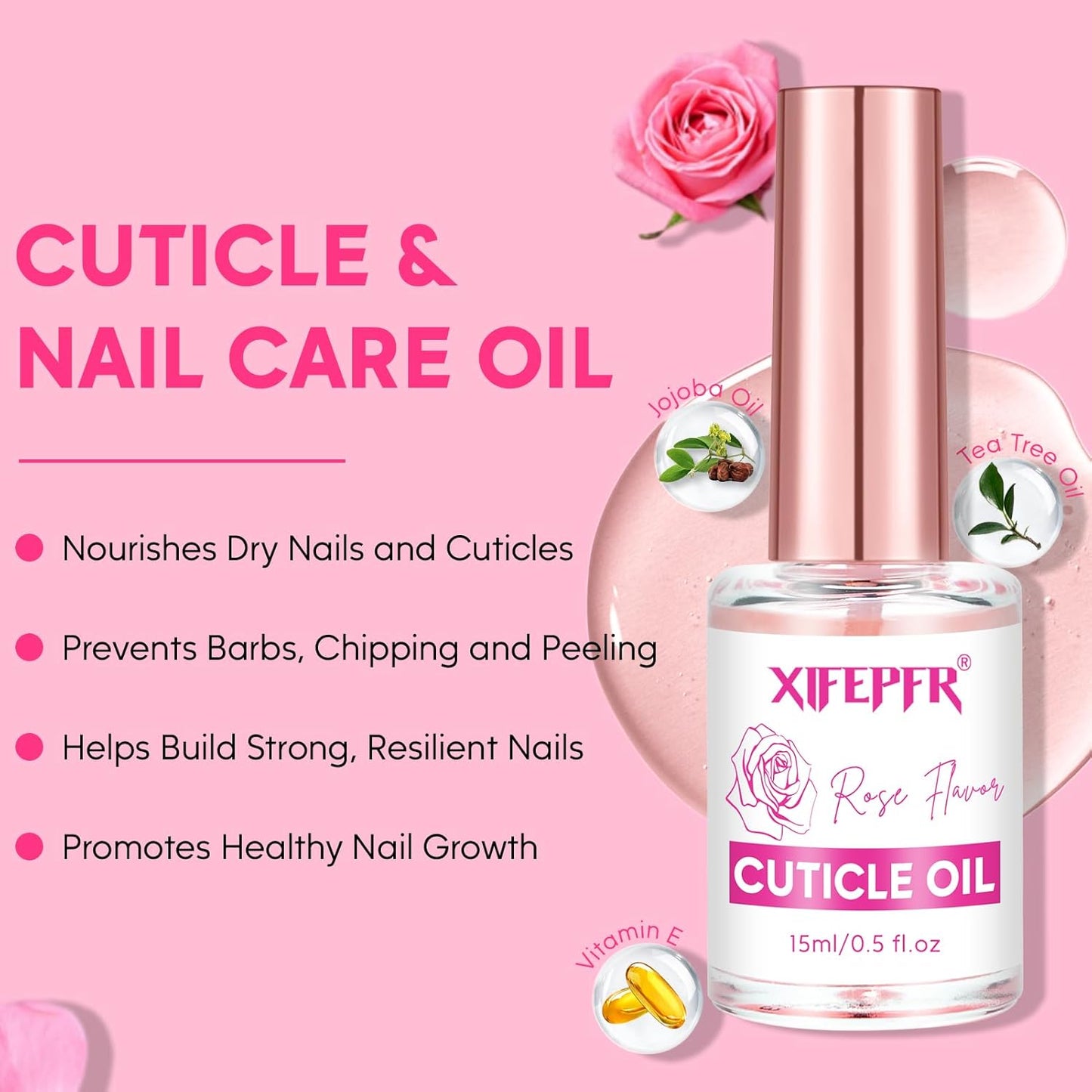 Cuticle Remover Kit - Cuticle Remover Cream & Cuticle Oil, Rose Flavor Cuticle Care Kit with Cuticle Trimmer Cuticle Pusher Cuticle Nipper for Manicure, Removedor de Cuticula for Nail Care