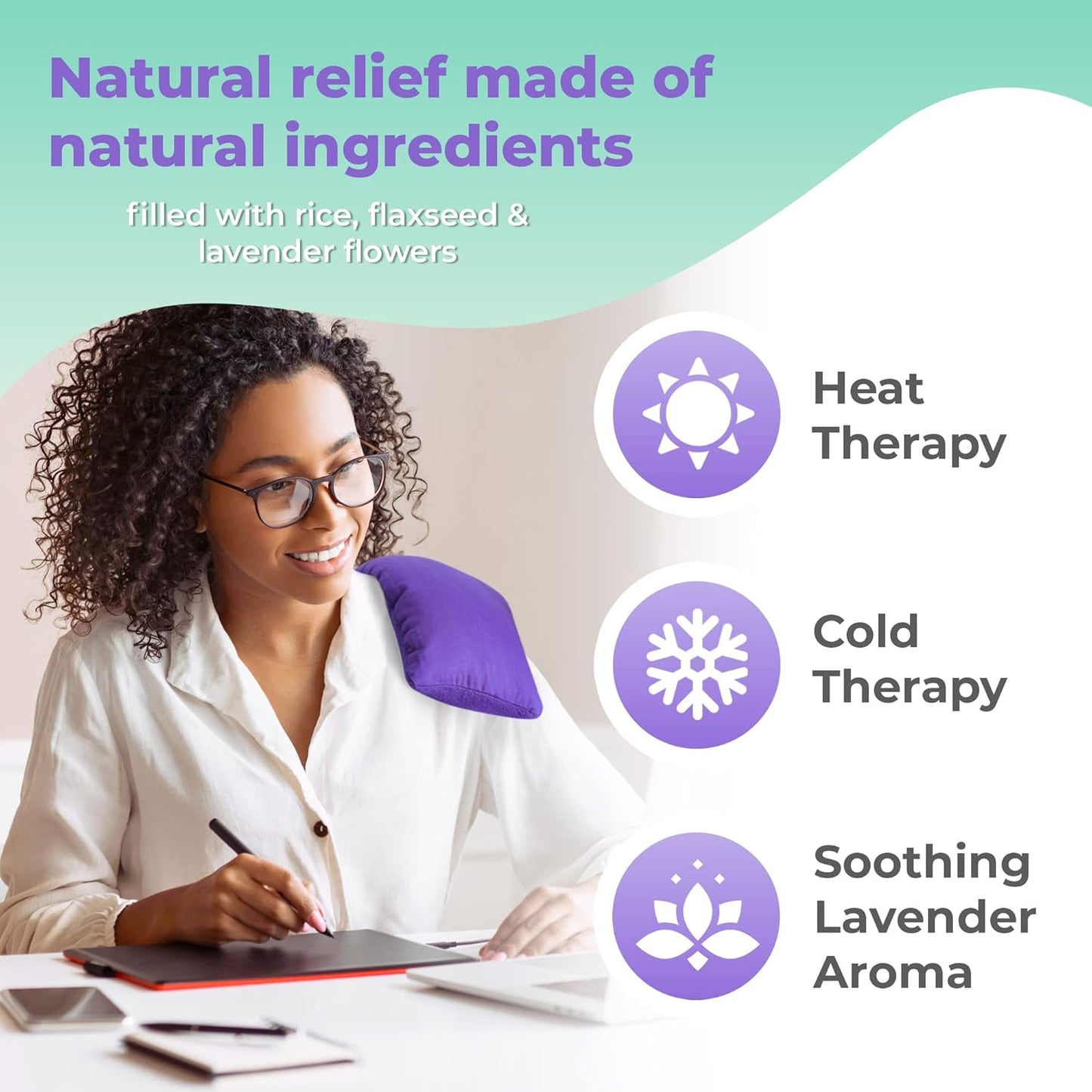 My Heating Pad Microwave Heating Pad - Moist Microwavable Heating Pads for Joints and Muscles Relief - Microwave Hot Pack Heat Pad for Cramps - Chilled or Heated Pad Therapy - Purple - Lavender Scent