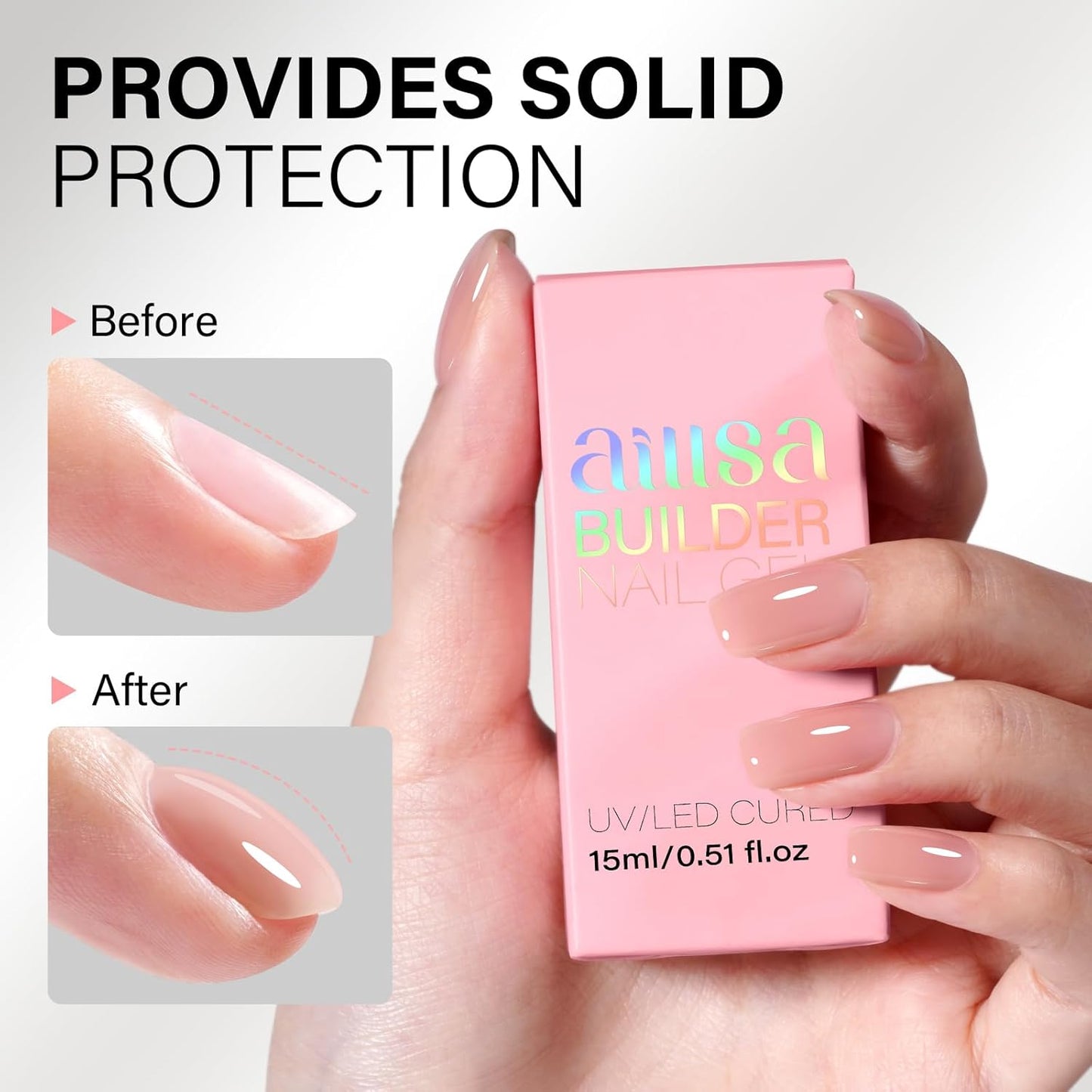 AILLSA Builder Gel for Nails 7 In 1 Nude Hard Gel Nail Polish for Nail Thickening Natural Color Strengthener Gels Nail Polish Light Neutral U V Gels for French Manicure Base Coat Needed 0.51 Oz GD80