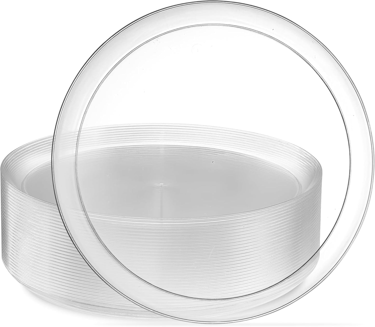 PLASTICPRO Plastic Party Plates Edge Collection Premium heavyweight Elegant Disposable Tableware Dishes (Clear, 10.6'' INCH PLATES)