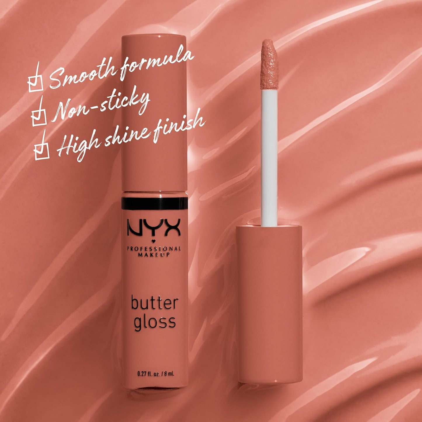 NYX PROFESSIONAL MAKEUP Butter Gloss Brown Sugar, Non-Sticky Lip Gloss - Sugar High (Peachy Light Nude)