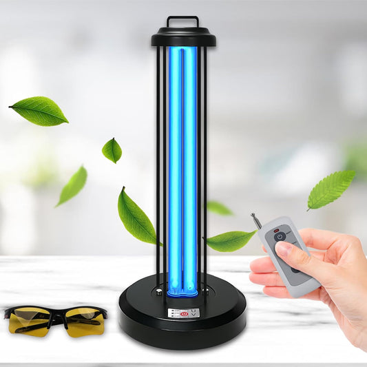 60W UV Sanitizer Light, Portable Ultraviolet Light with 3-Gear Timer and Remote Control, 110V, 99.99% UVC Ozone Free UV Lamp for Home, Office, Hotel, School