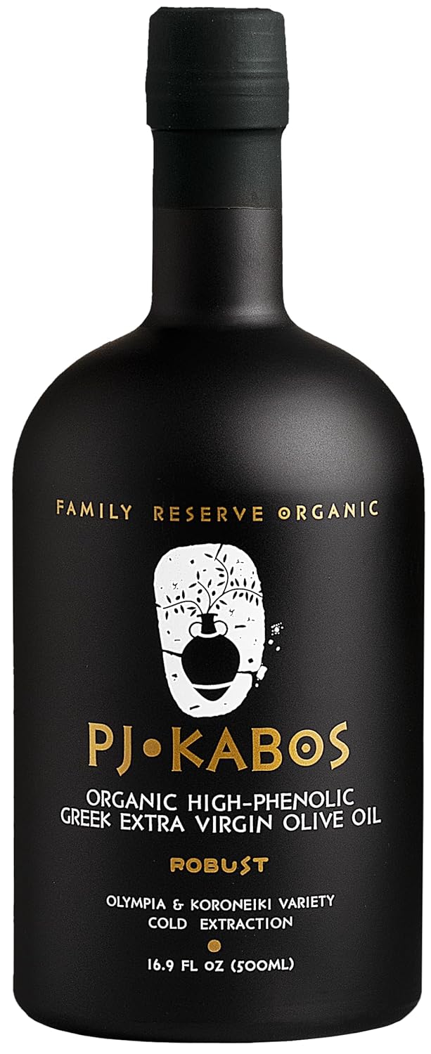 P.J. KABOS 2025 Gold Award Winner, Very High Phenolic (750+ mg/kg), USDA Organic Greek Extra Virgin Olive Oil, Kosher, Greece, Cold Extracted, 16.9oz, “Family Reserve Organic - Robust”
