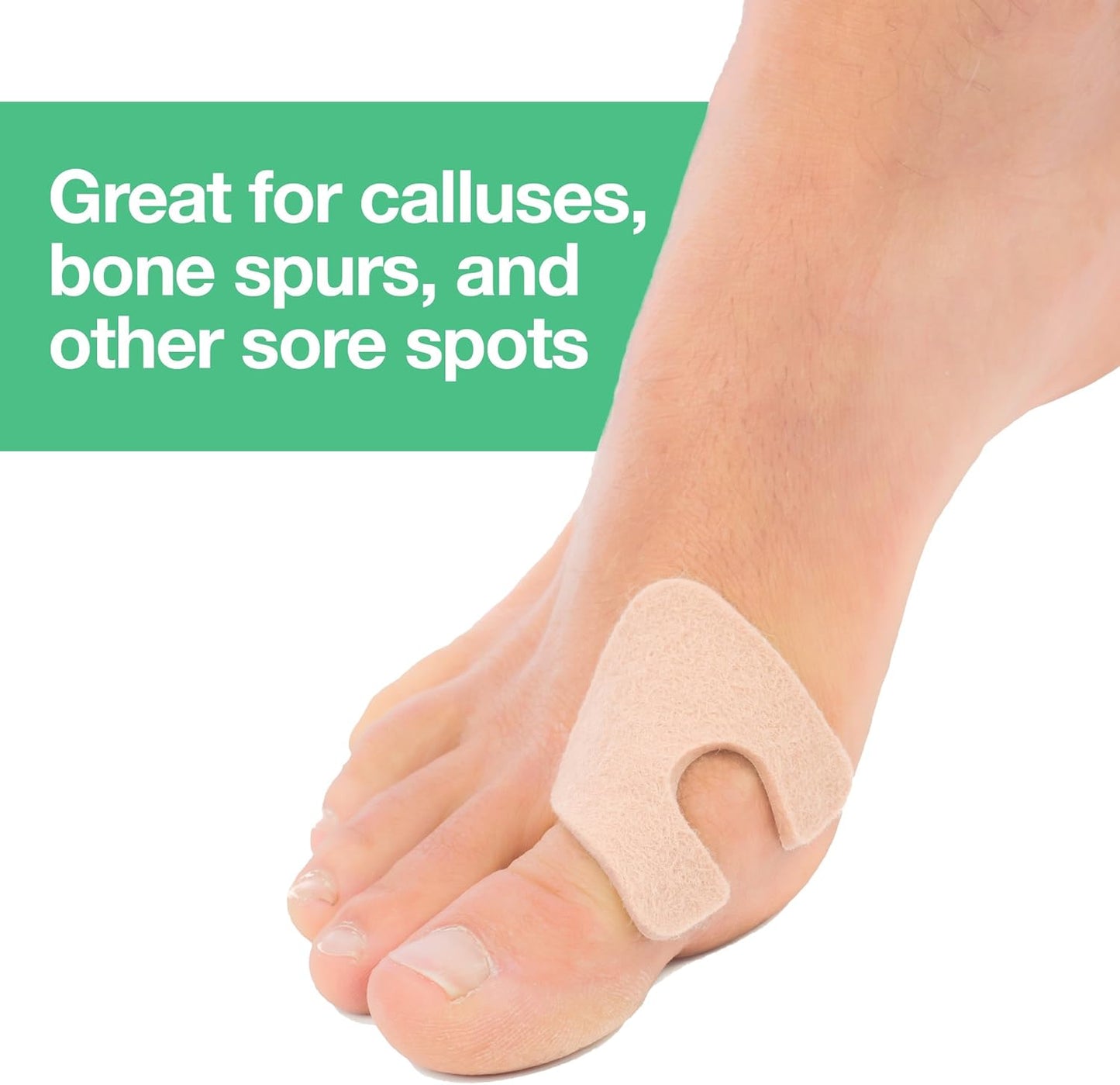 ZenToes U-Shaped Felt Callus Pads | Protect Calluses from Rubbing on Shoes | Reduce Foot and Heel Pain | Pack of 24 | 1/8” Self-Stick Pedi Cushions