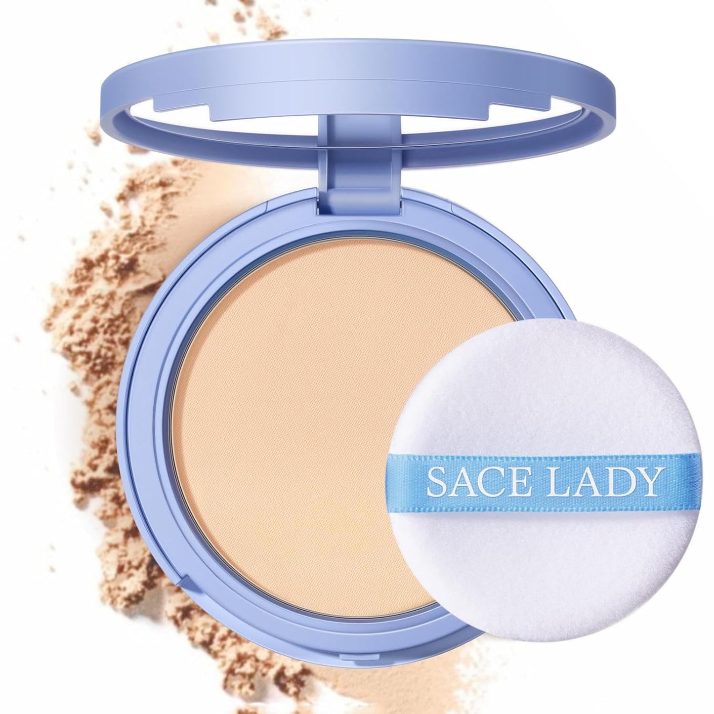SACE LADY Face Pressed Powder Sets Makeup, Controls Shine, Smooth Fine Lines for Flawless Lightweight Finishing Effect, Long Lasting Compact Cosmetics Cruelty-free, 0.35oz (#01)