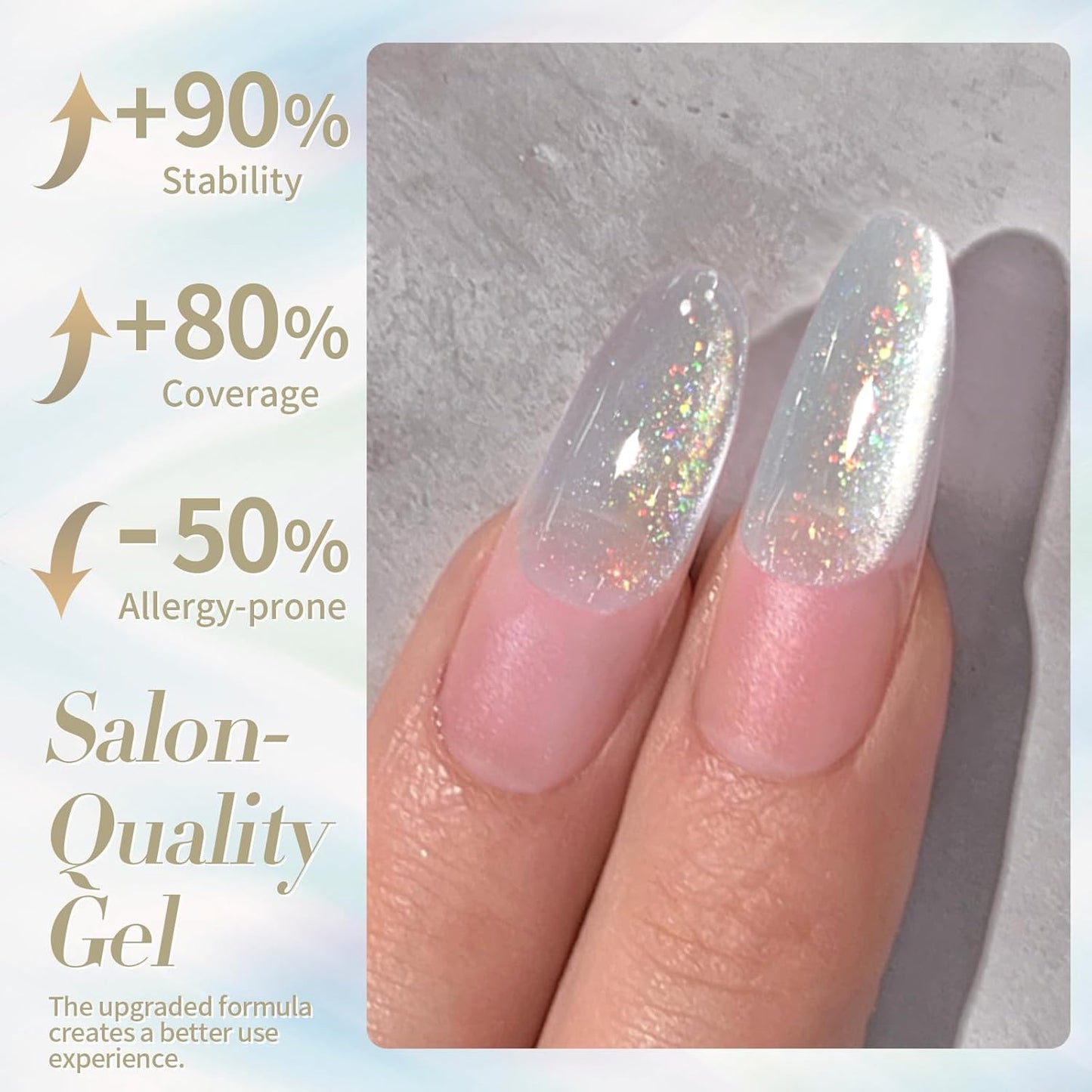 Born Pretty White Glitter Cat Magnetic Eye Gel Nail Polish, Holographic Glitter Iridescent Gel Nail Polish Soak Off Led Gel Nail Polish Nail Art Gel Manicure Salon DIY Gifts 15ML