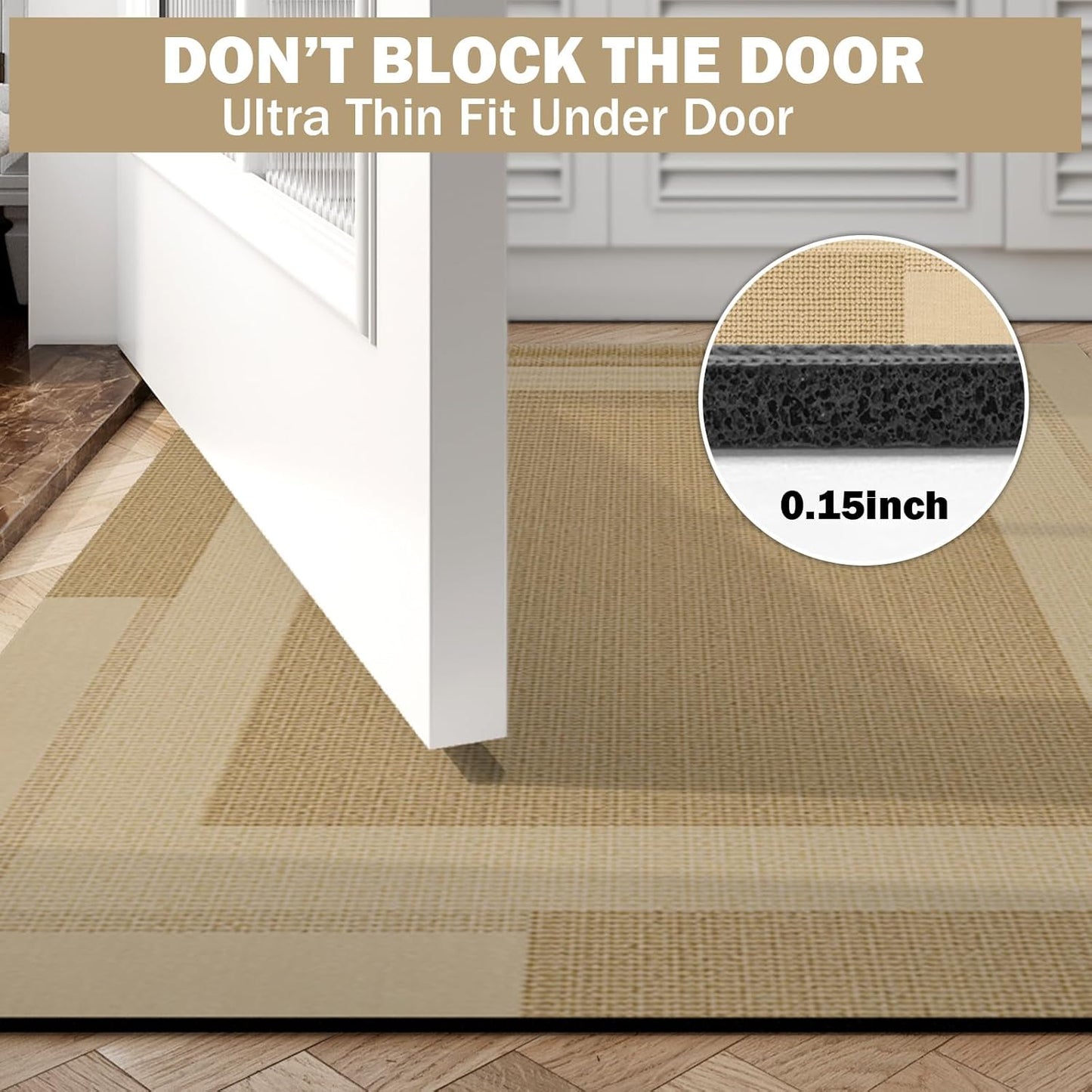Non Slip Long Bathroom Runner Rug Bath Mat, Rubber Backing Ultra Thin Bathroom Rugs Fit Under Door Quick Dry Super Absorbent Washable Shower Mat for Bathtub Sink Floor, Brown 17"x59"
