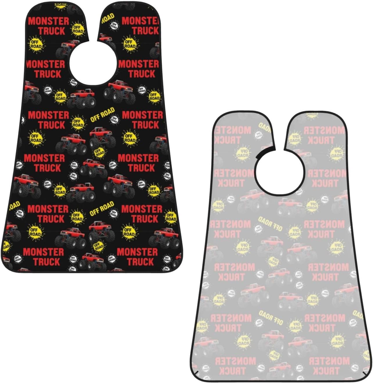 Beard Grooming Cape, Waterproof Hair Catcher for Shaving Trimming, Non-Stick Bib Apron Gifts for Dad Men, Red Monster Truck Car Shave Bib