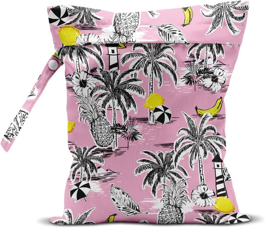 Wet Bag, Wet Dry Bag, Wet Bag for Swimsuit, Travel, Beach, Pool, Diapers, Dirty Yoga Gym Clothes, Makeup Bag, Waterproof Tropical Palm Leaves Decor Jungle Palm Leaf Favors