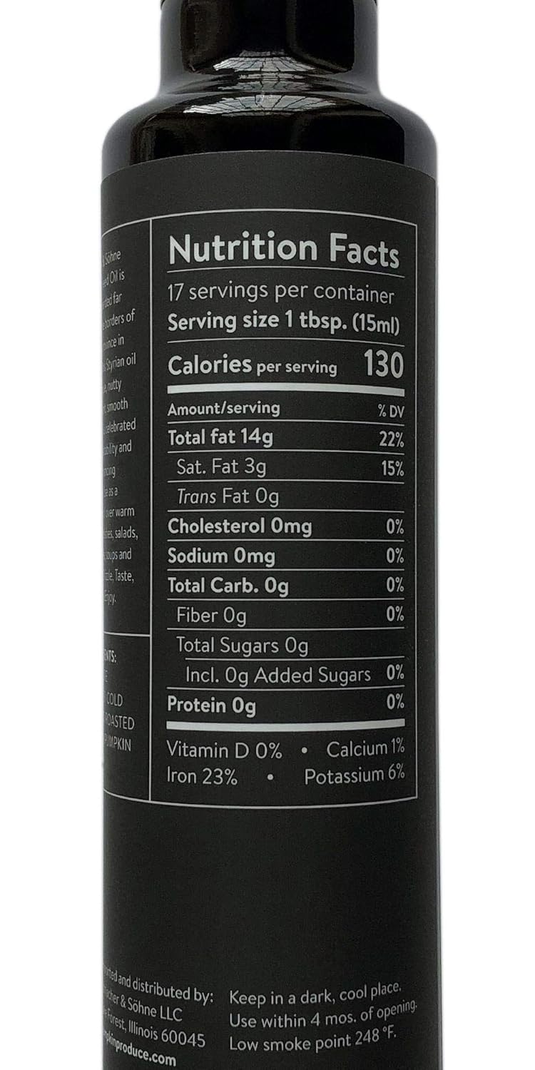 Schlacher & Söhne Styrian Pumpkin Seed Oil: 100% Pure, Cold Pressed, Non GMO, Gluten Free, Vegan, May Helps in Hair Growth, Made in Austria (8.4 FL OZ of 250 ml)