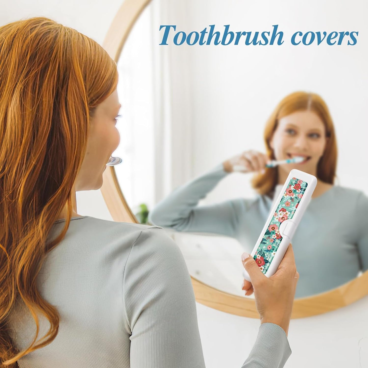 2 Pcs Toothbrush Travel Case - Colorful Pattern, Holder and Covers for Toothbrushes, Includes Tongue Scraper Case