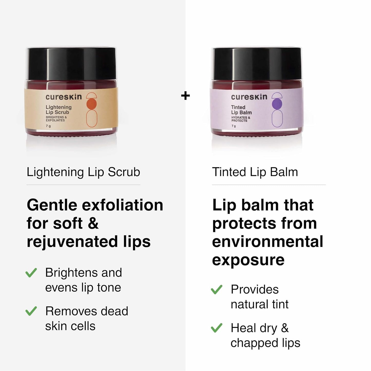 Lip Scrub Combo | Lightening Lip Scrub for Men and Women + Tinted Lip Balm for Women and Men Combo | Lip Balm Combo