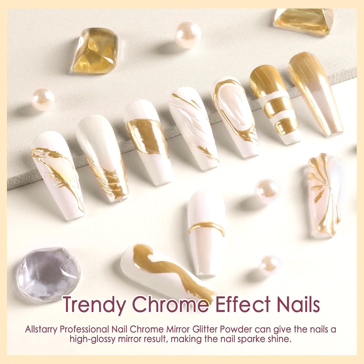 Allstarry Chrome Nail Powder 16pcs Metallic Effect Chrome Pigment Iridescent Aurora Nail Glitter Holographic Pigment Powder Mermaid Pearl Glitter Dust for Gel Polish Nail Art Decoration Resin Craft