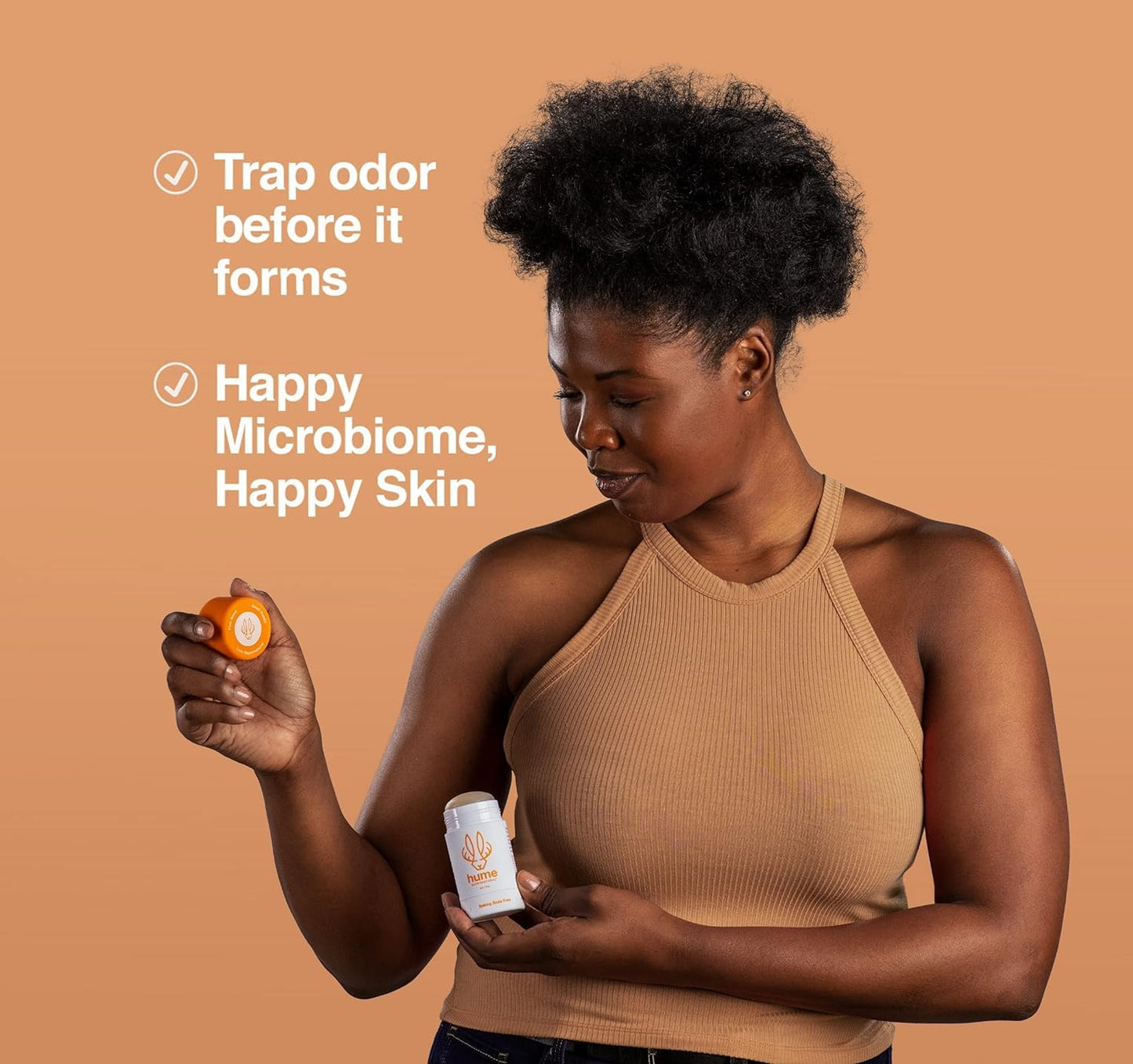 Hume Supernatural Aluminum Free Deodorant for Women & Men - Safe for Sensitive Skin - Probiotic, Plant-Based, Baking Soda Free, Aloe, & Cactus Flower, Anti Sweat, Stain & Odor - Amber Woods, 1-Pack