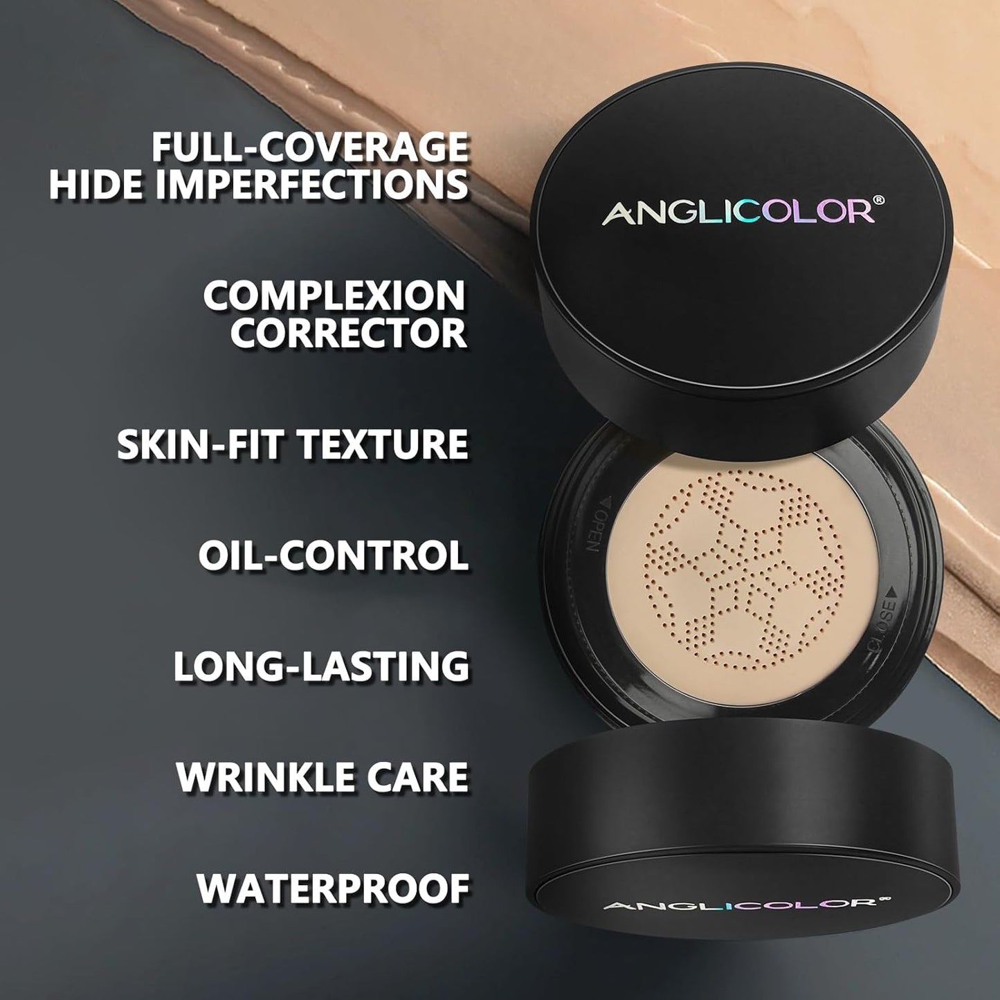 Mushroom Head Air Cushion CC Cream Full Coverage,Face Makeup Cushion Foundation Long Lasting,BB Cream Even Skin Tone for Oily & Combination Types (#01 Porcelain)
