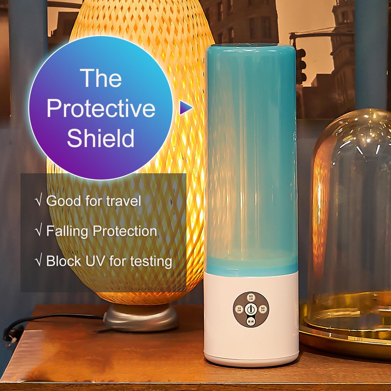 UV Light Sanitizer, 55w 254nm UVC Lamp for Room Surface Disinfection, Kills Bacteria Molds Dust Mites up to 750 sqft, Home/School/Hotel/Travel, 1Y Warranty (Blue with Ozone)