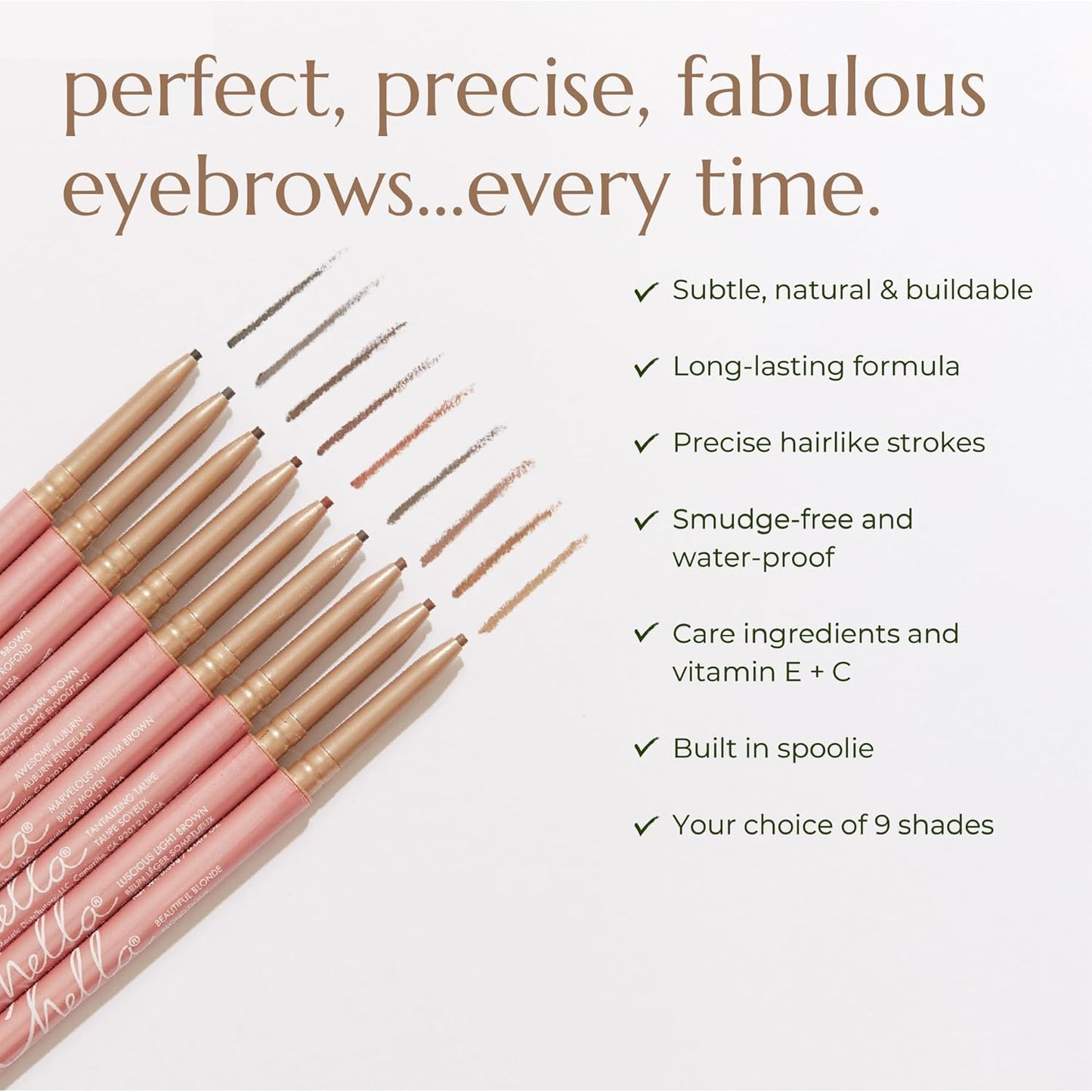 Chella Eyebrow Pencil – Easy-to-Use Brow Definer for Shaping, Filling & Blending – Long-Wear Ebony Eyebrow Pencils for Women with Precise Tip (Ebony)