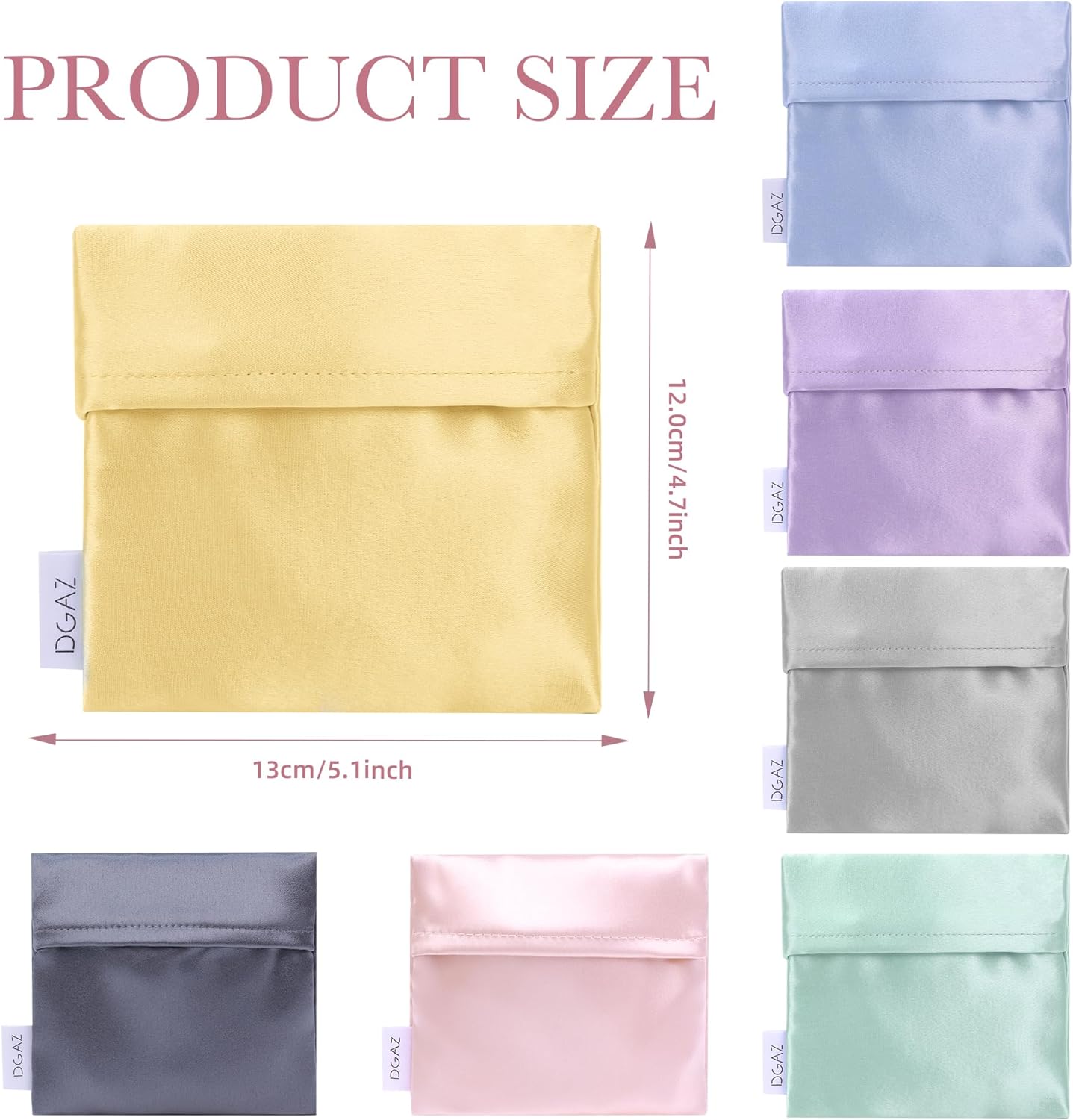 DGAZ Silk Sanitary Napkin Storage Bag, Period Bags for Teen Aged Girls, Portable for Panty Liners/Menstrual Cup/Small Tampons，Mini Makeup Bags for Purse(Mimosa)