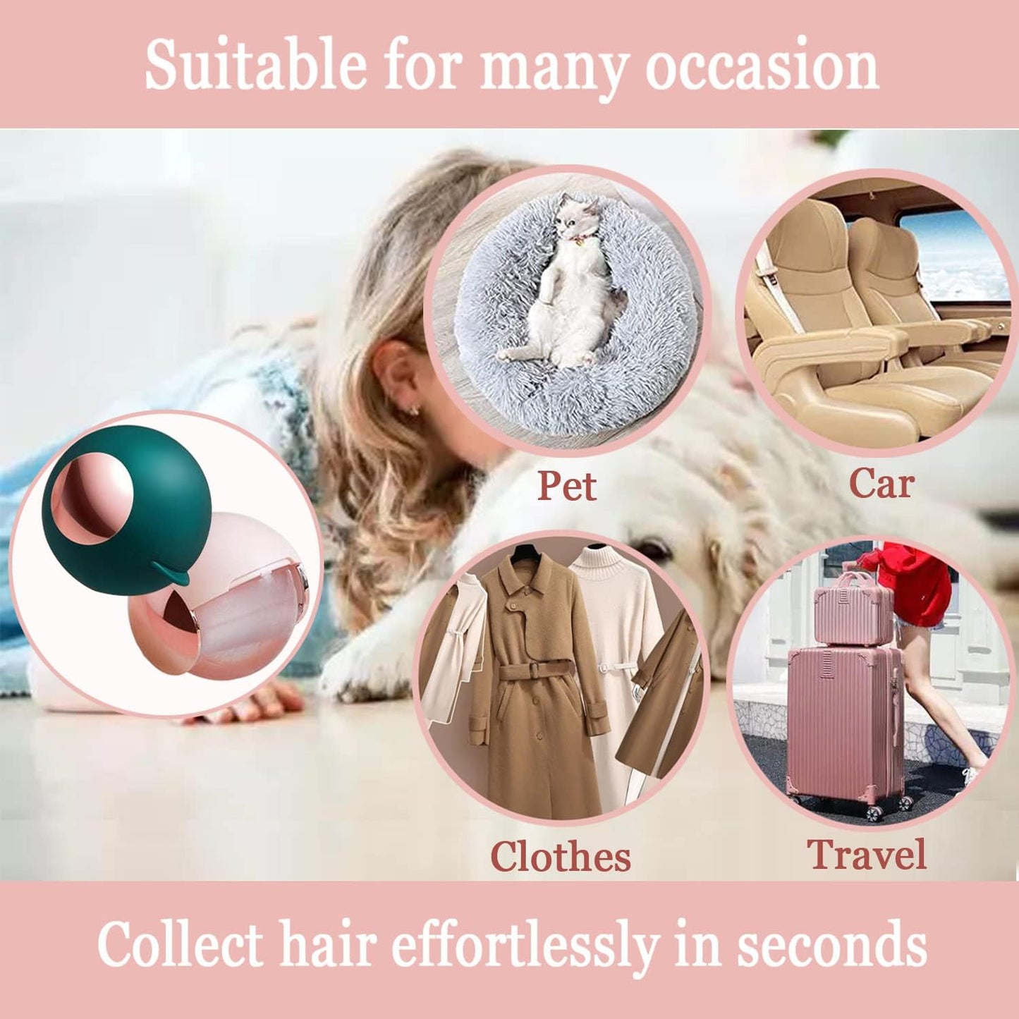 CALMTEE Reusable Gel Lint Roller Ball, Sticky Washable lint Roller Portable Small Dog Cat Pet Hair Lint Remover Tool for Clothes, Pocket Traveling Essentials