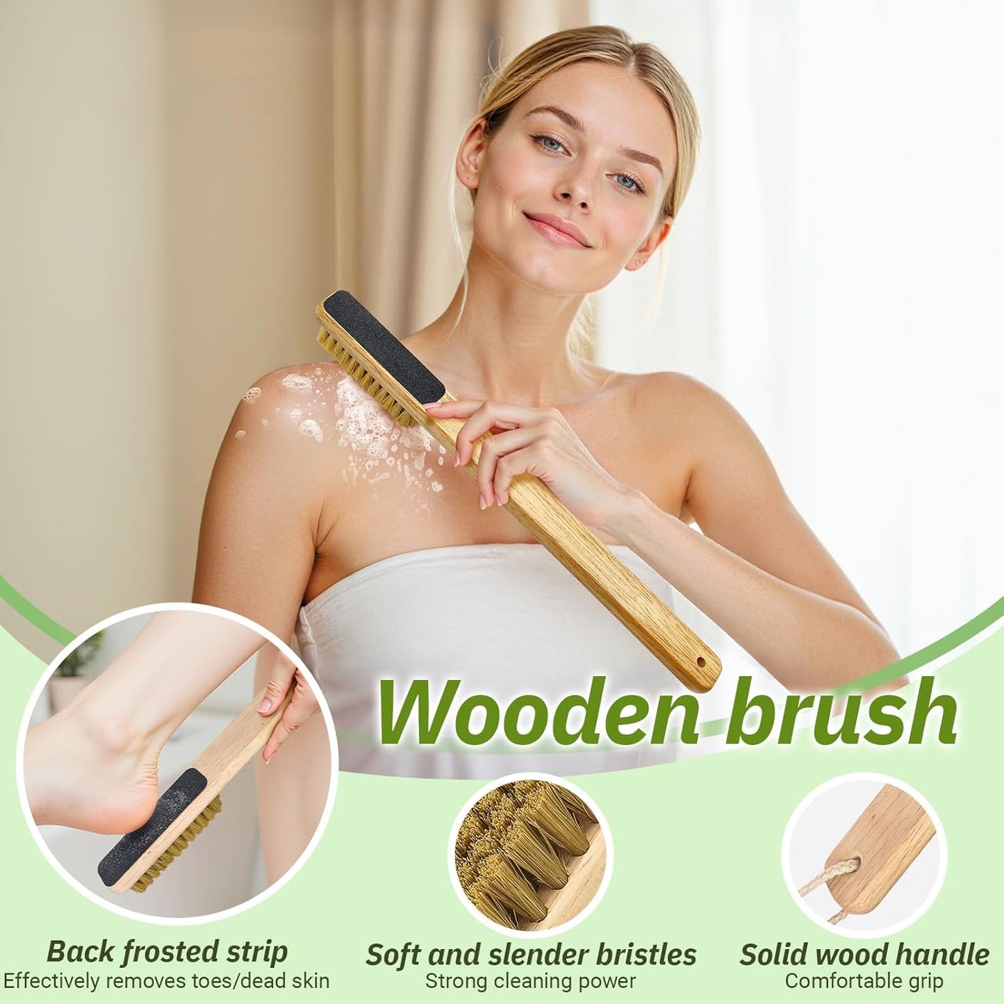 Long Handle Toe Gap Cleaning Brush+Body Shower Brush+Foot Grinder, Silicone Foot Scrubber for Shower, Feet Cleaner Scrub Foot Care for Seniors,Elderly, Men and Women,Black