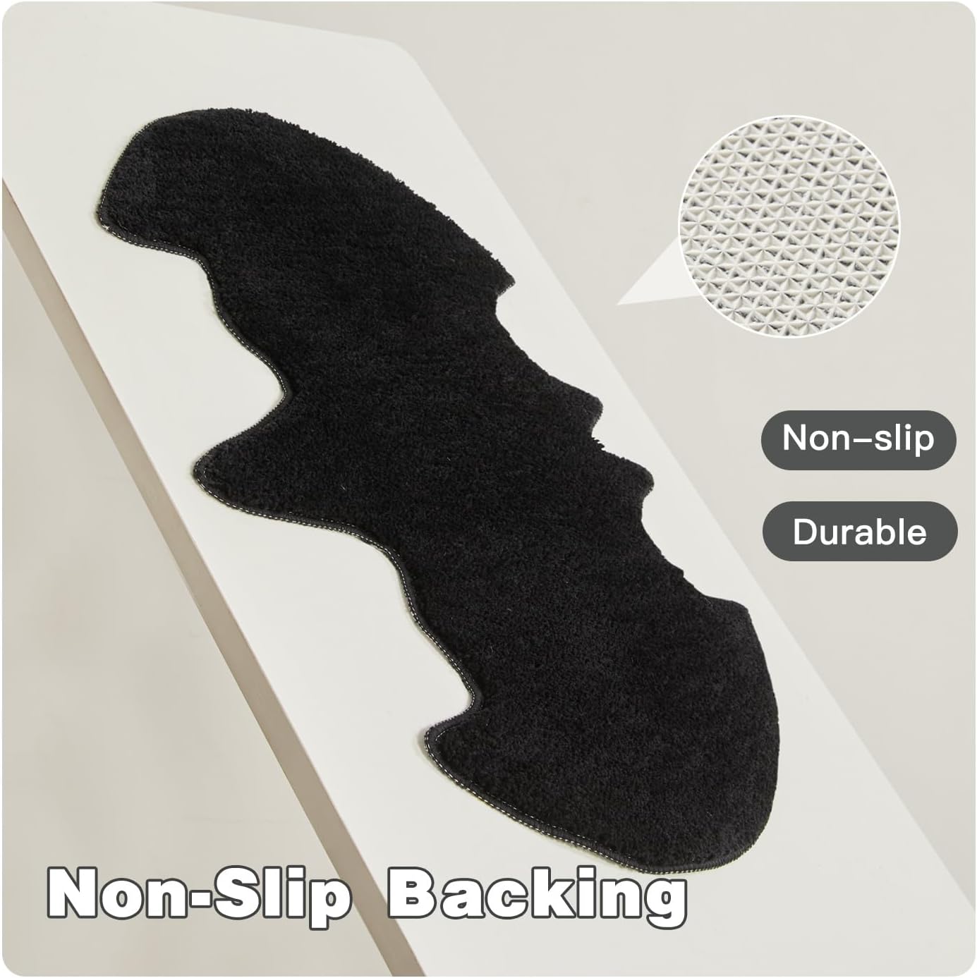 Halloween Bathroom Rug, Bat Bath Mat Super Absorbant Bathroom Rugs Non-Slip Washable Gothic Bat Shaped Floor Mat Halloween Decor, 20''x30'', Black