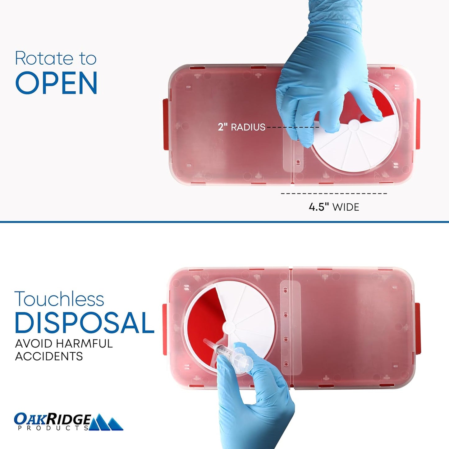 Oakridge Products Large Sharps Container for Home Use and Professional 3 Gallon (10-Pack) with Rotating lid, Biohazard Needle and Syringe Disposal, CDC Certified, Wholesale Business Bundle