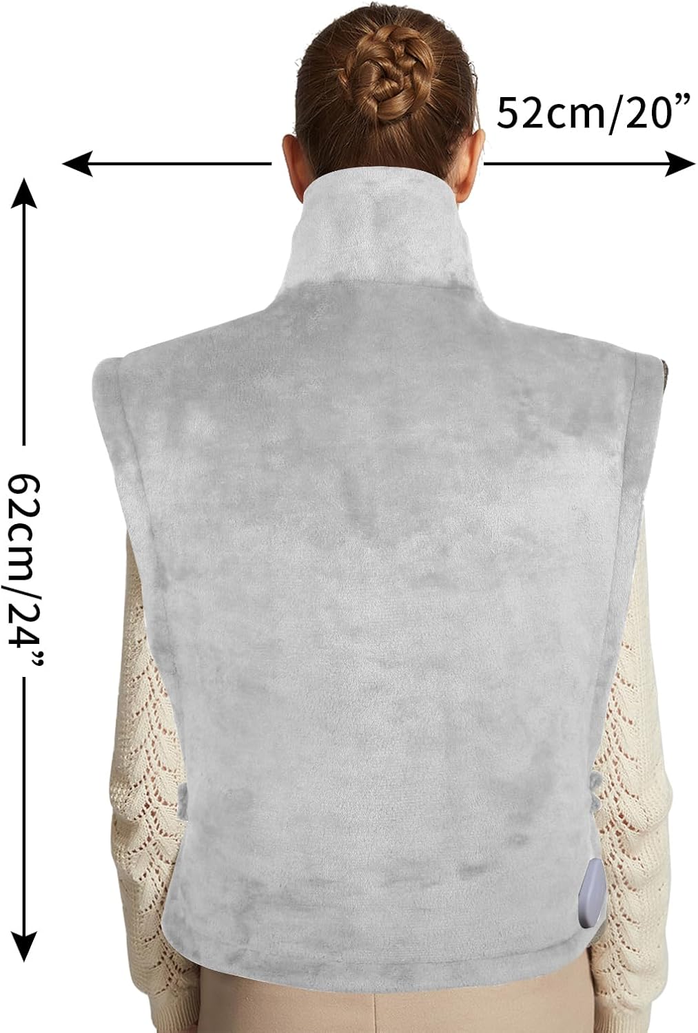 Ambershine 26"x35" XXXL King Size Neck& Shoulder& Back Heating Pad with 12 Temperature Settings& 4 Auto-Off Countdown Timers, Pain Relief for Back/Neck/Shoulder, Christmas gift for mom dad(Light Grey)