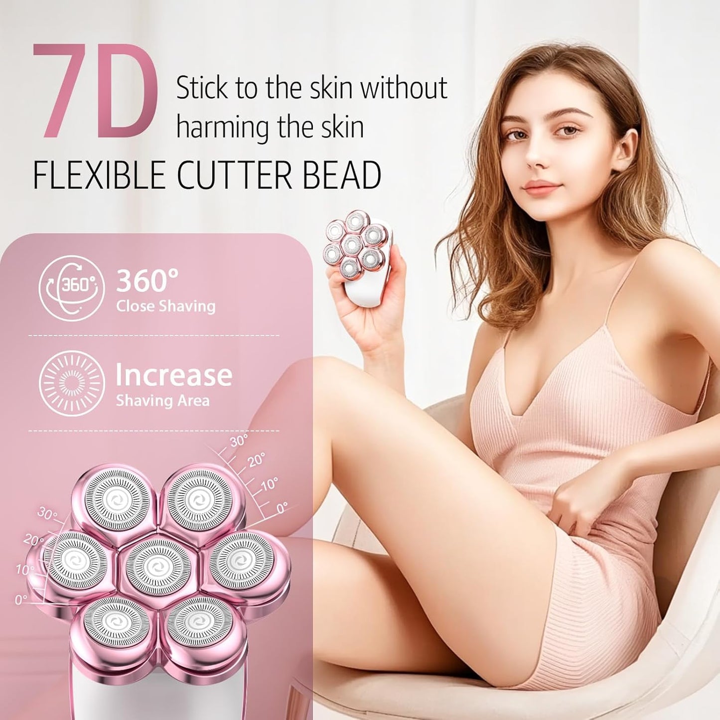SHPAVVER Electric Razors for Women Legs: Rechargeable Body Shaver - Waterproof Wet Dry Hair Remover - Trimmer for Lady Face Underarms Pubic