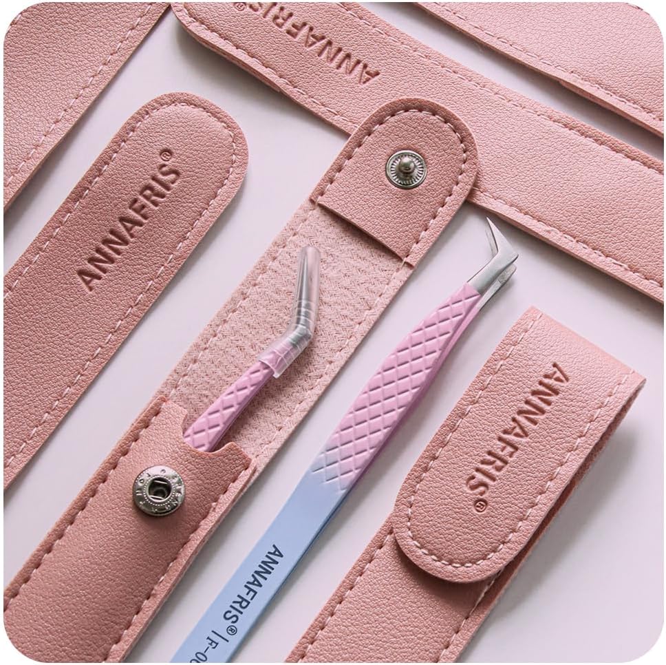 Eyelash Extension Tweezers,Fiber Tip Grip Boot Volume Lash Tweezers,Professional Pointed Lash Extension Tweezers for Easy Lash Application and Removal-F01