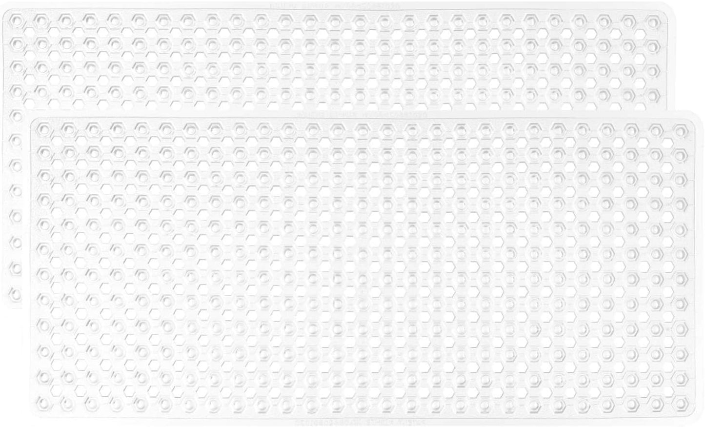 GORILLA GRIP Patented Bath Tub Shower Mat, 2 Pack, Machine Washable Bathtub Floor Liner Mats, Suction Cups and Drain Holes to Keep Tubs Clean, Soft on Feet, Bathroom Essentials, 35x16 Inch, White