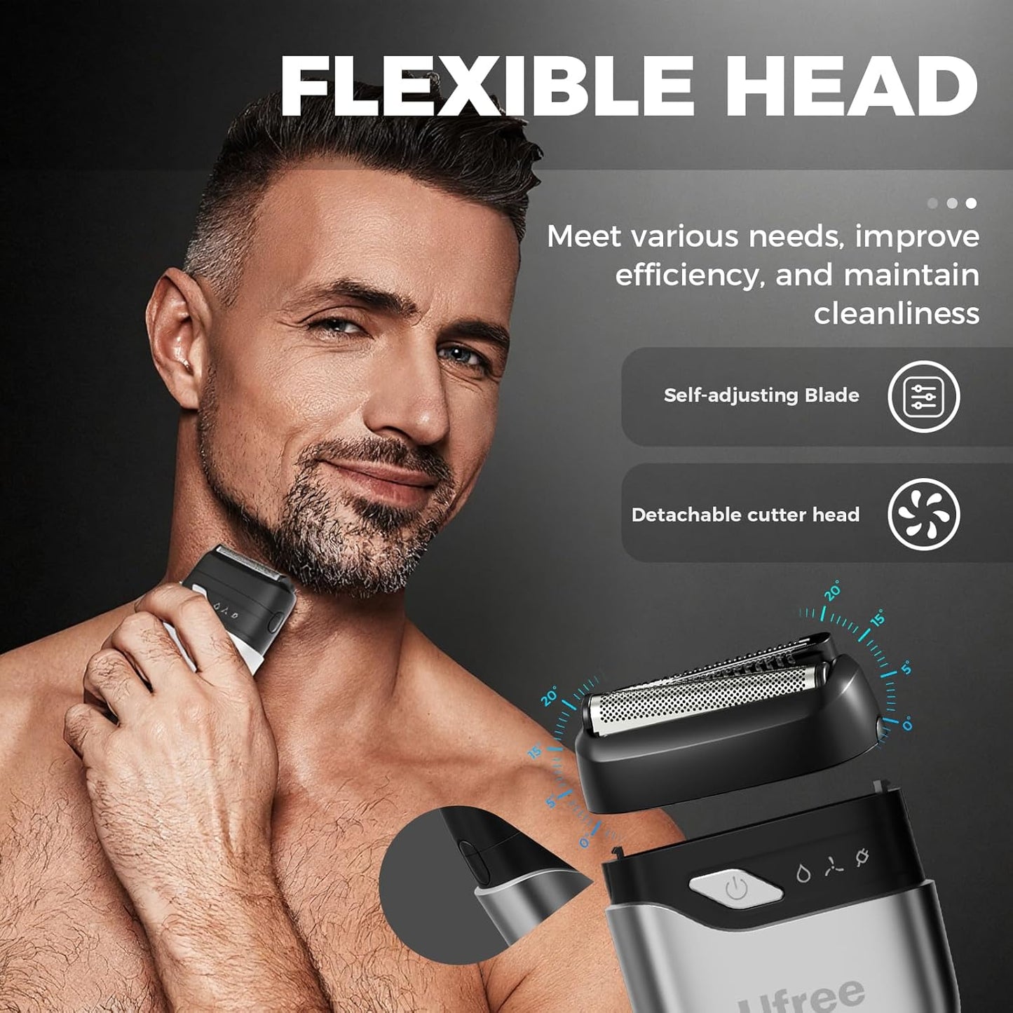Ufree Beard Trimmer and Foil Shaver Kit, Electric Razors for Men, Precision T Blade Hair Trimmer, Waterproof Travel Shaver, Cordless Clippers Set for Mustache Facial Hair Cutting, Men Grooming Gifts
