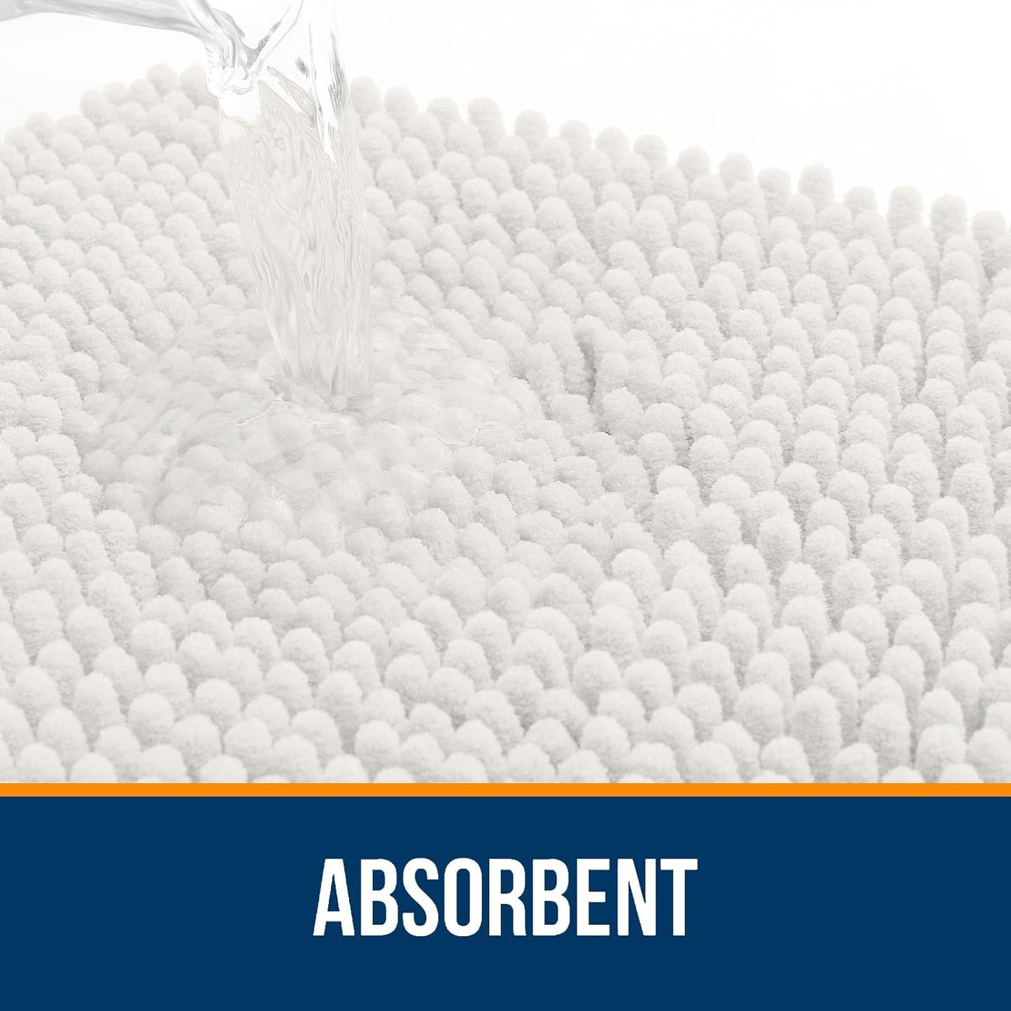 OLANLY Bathroom Rugs 47x17, Extra Soft Absorbent Chenille Bath Rugs, Rubber Backing Quick Dry, Machine Washable Bath Mats for Bathroom Floor, Tub and Shower, Home Decor Accessories, Ivory