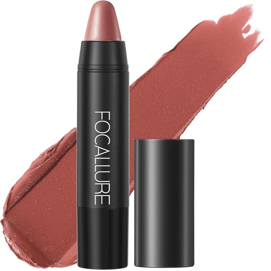 FOCALLURE Ultra Chic Matte Lipstick,Rich Vitamin E Lip Crayon,Lightweight Matte Color without Drying or Fading,Long Lasting Waterproof Lips Makeup,FUZZY WUZZY