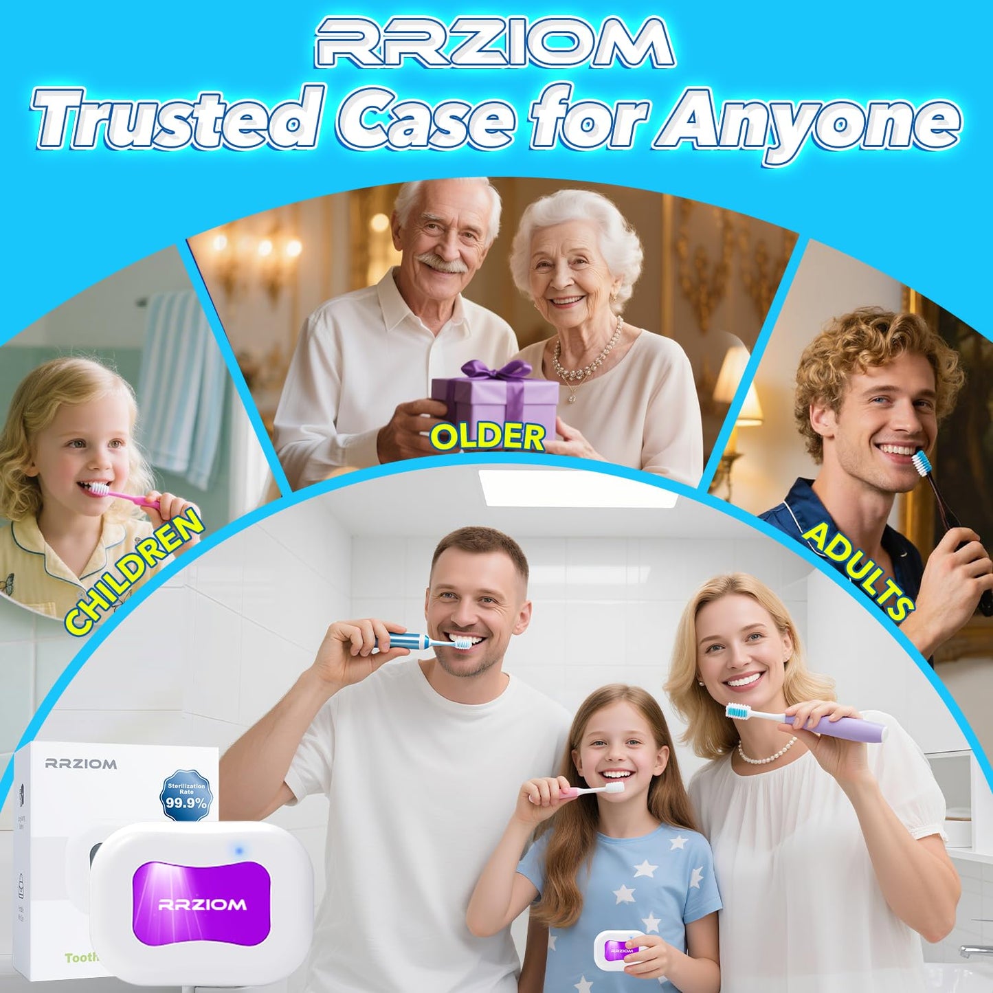 Toothbrush Sanitizer Case, Portable Toothbrush Covers Rechargeable, Rechargeable Toothbrush Cleaner Holder Case for Travel Home, Detachable Toothbrush Cover Cap for All Toothbrushes (White)