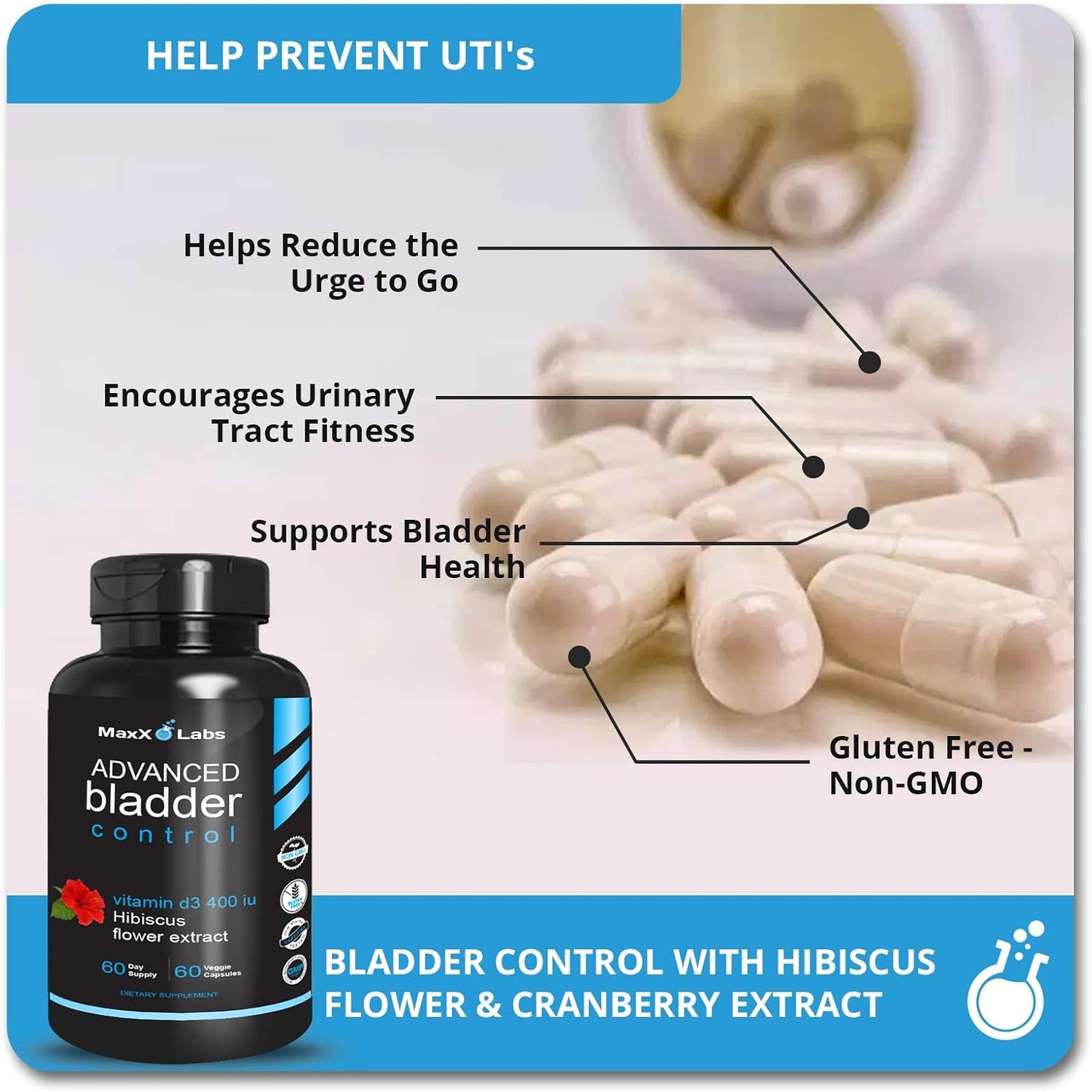 Advanced Bladder Control Supplements for Women & Men - Supports Urinary Tract Health - Helps Overactive Bladder & Urinary Tract Infection - Cranberry Pills w/Pumpkin Seed Oil Extract
