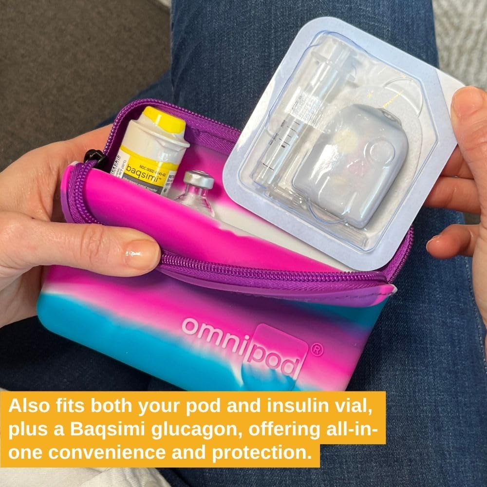 Omnipod Protective Travel Case | Silicone Storage fits an Insulin Vial and One Pod| Diabetic Care Products | Diabetes Supplies Organizer (Orange)