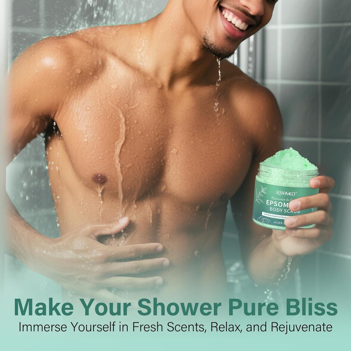 Eucalyptus Epsom Salt Body Scrub,Exfoliating detox body scrub,Relax & Relief with Eucalyptus & Spearmint Essential Oils, Deeply Nourishes for Smooth, Radiant Skin,Relaxation Spa Gifts