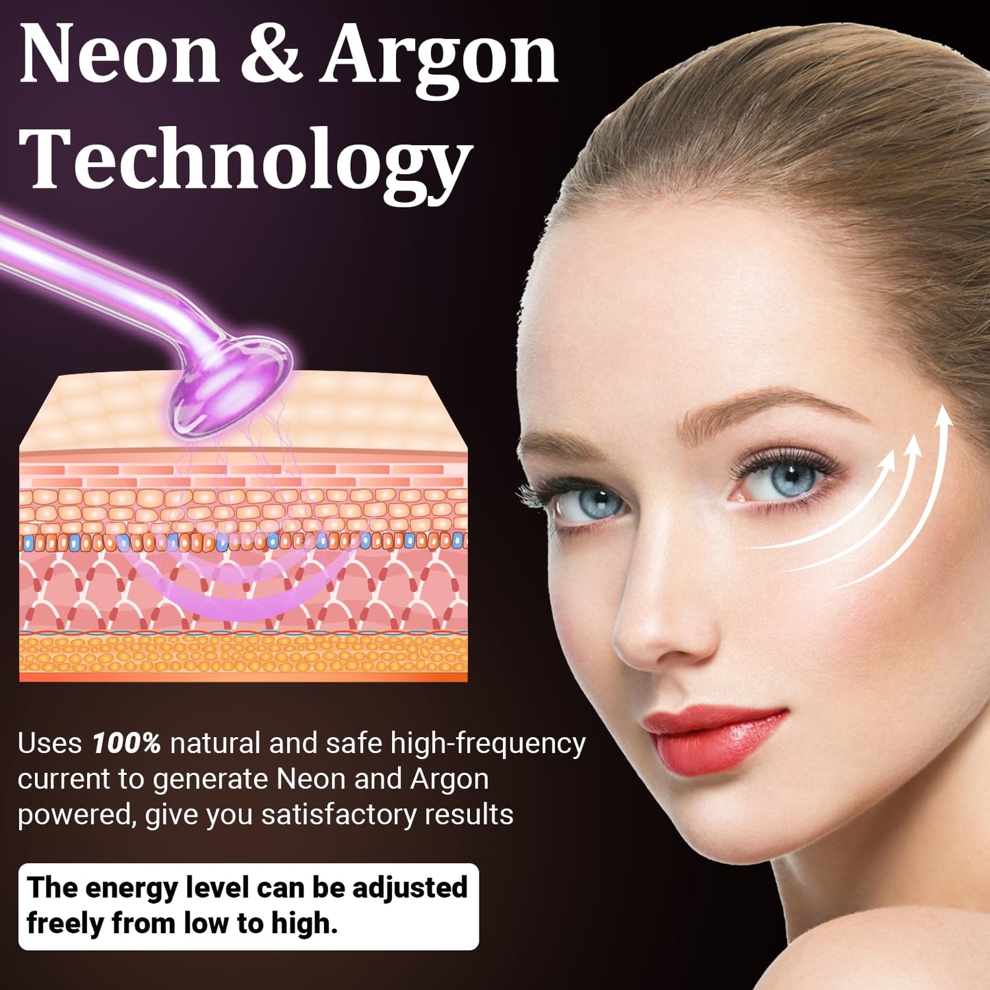 High Frequency Facial Wand - UUPAS Portable High Frequency Facial Machine with 6 Pcs Different Tubes（Orange & Purple）