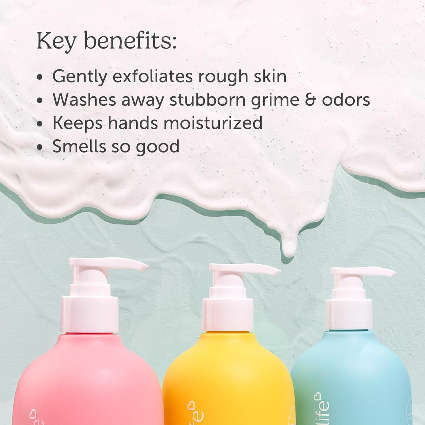 Nectar Life Exfoliating & Moisturizing Hand Wash, Volcanic Pumice for Hand Scrub, Shea Butter Softens Hands, Clean Vegan Ingredients, Lemon Scent