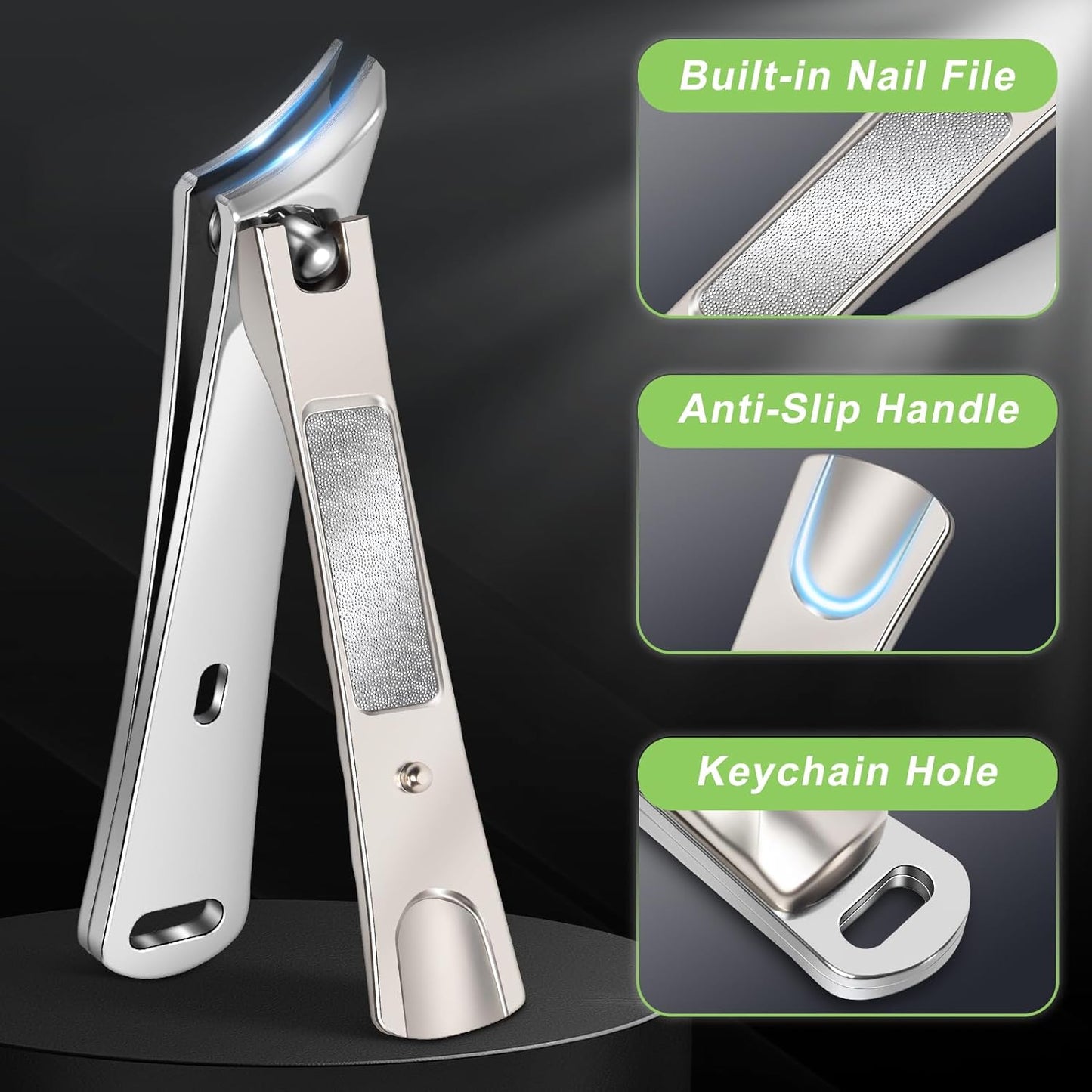 Ingrown Toenail Clippers, Slanted Nail Clippers for Thick Nails for Seniors, Edgy Angled Finger Nail Cutters for Adult, Men, Women with Nail File, Curved Blade