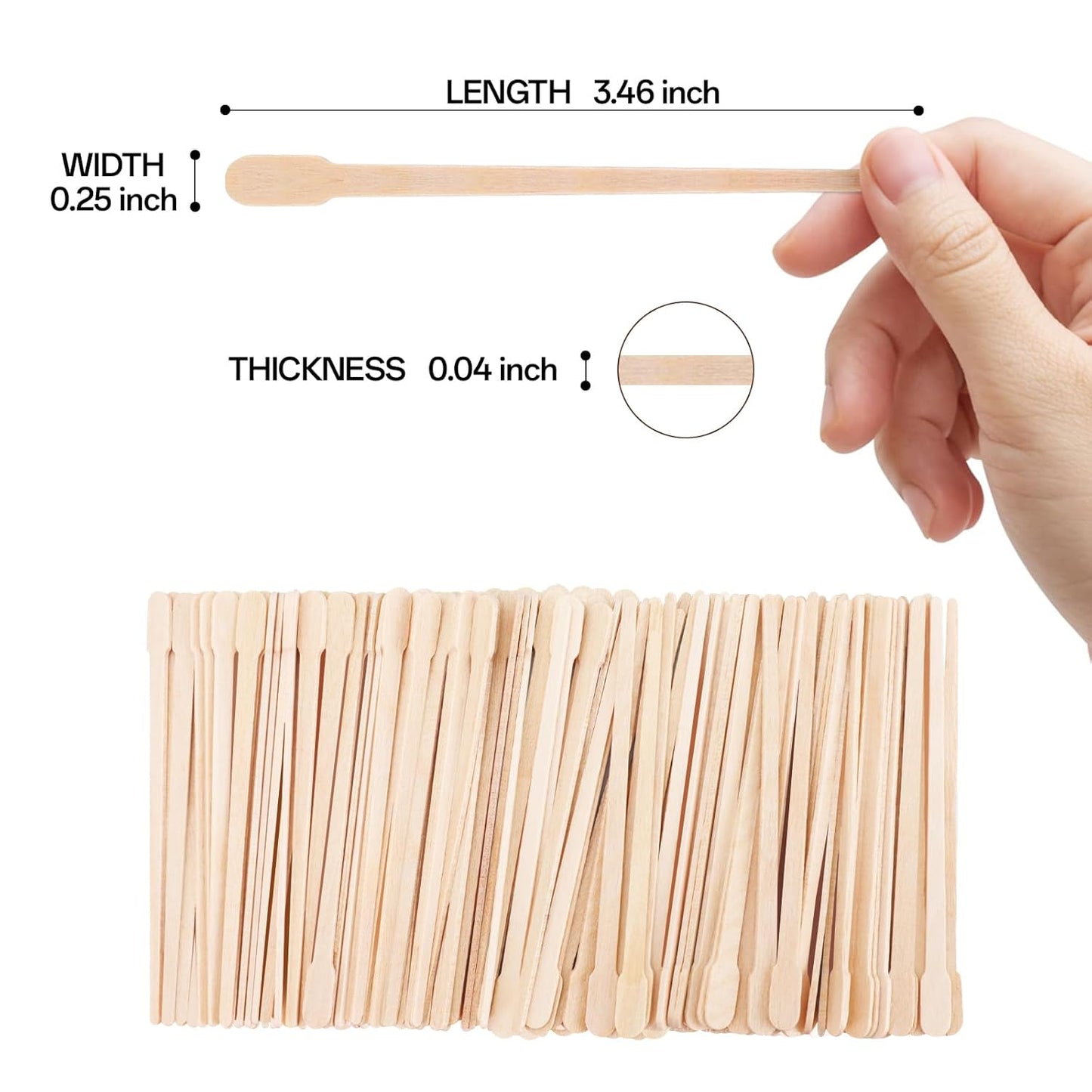 WISYOK Wooden Waxing Sticks - Waxing Applicator Sticks for Eyebrow, Lip, Nose, and Body Hair Removal, Double-ended Design Small wax stick for Spa and Home Use Pack of 500