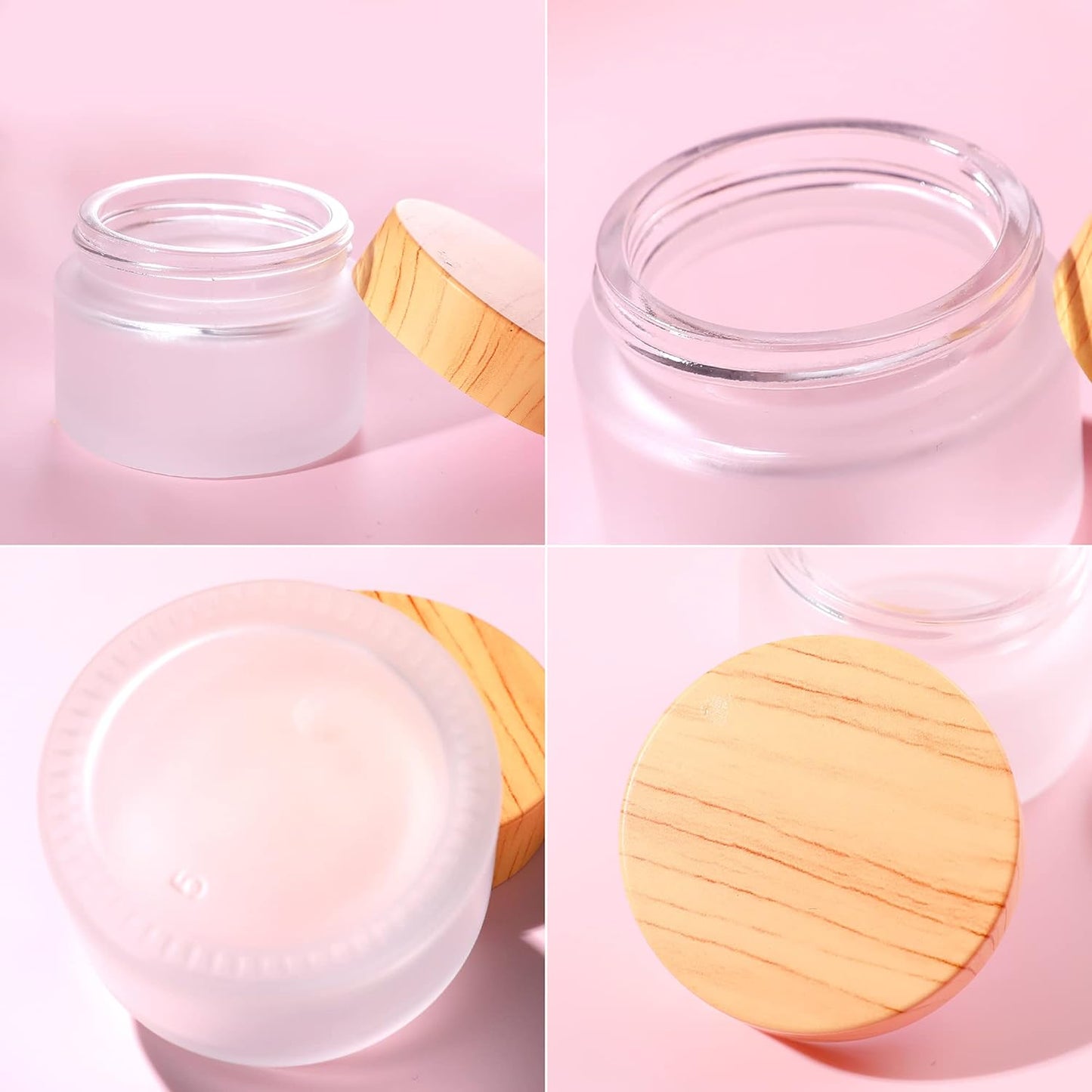 30 Gram/ml Glass Cosmetic Containers with lids，Round Frosted Glass Jars with Leakproof lids,Small Empty Glass Sample Jars for Makeup Lip Scrub Balm Lotions Sample Eye Creams DIY (4 PACK 30ML)