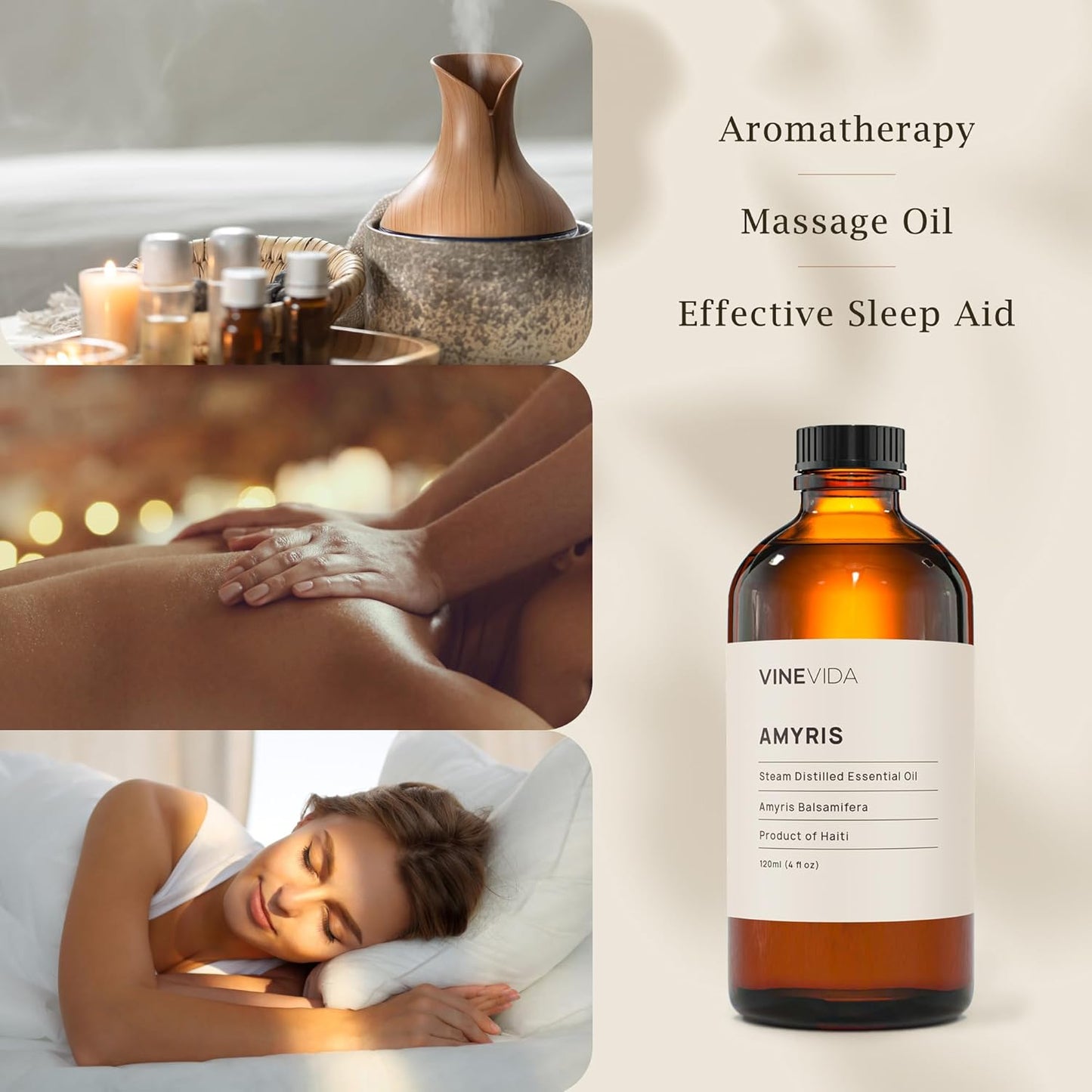 VINEVIDA Amyris Essential Oil 4 oz - Undiluted, DIY Candle Scents for Candlemaking - Bulk, Safe for Skin