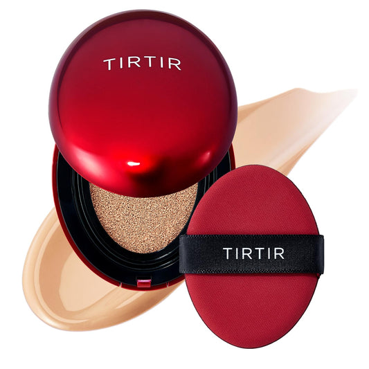 TIRTIR Mask Fit Red Cushion Foundation | Full coverage, Weightless, Skin fit, Satin Glow Finish, Korean Makeup BB Foundation, beauty, Tattoo cover up, Buildable (#22N Shell Beige, 0.63 Fl Oz)