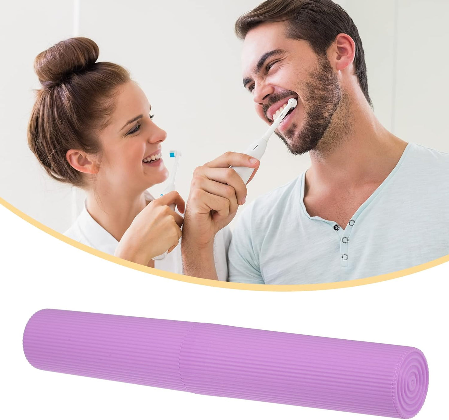 VOCOSTE 1 Pcs, Vertical Stripe Toothbrush Case, Plastic, Traveling Toothbrush Holders Case, Travel Business, Purple, 7.87"x1.18"